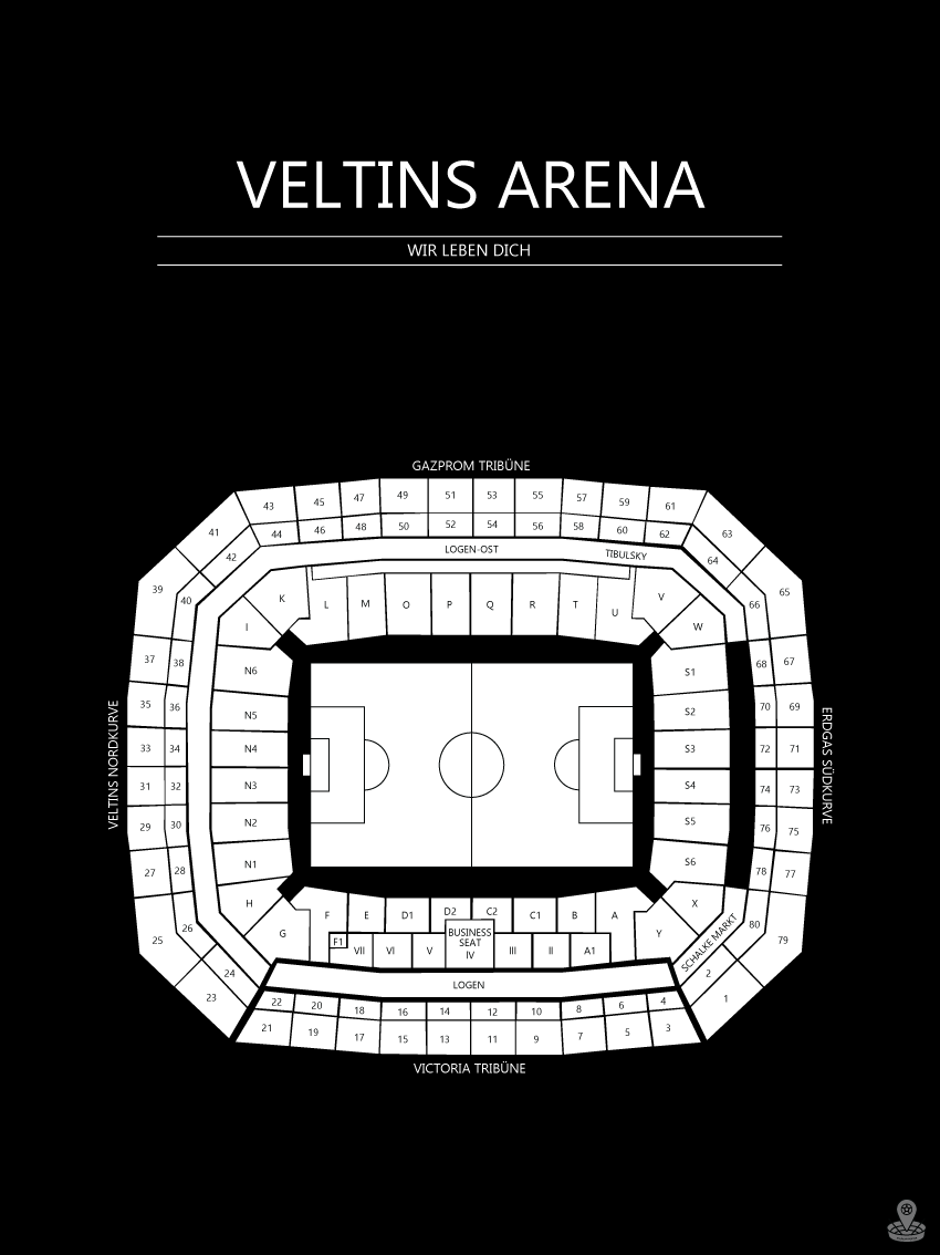 Fodbold plakat Schalke 04 Valtins Arena sort