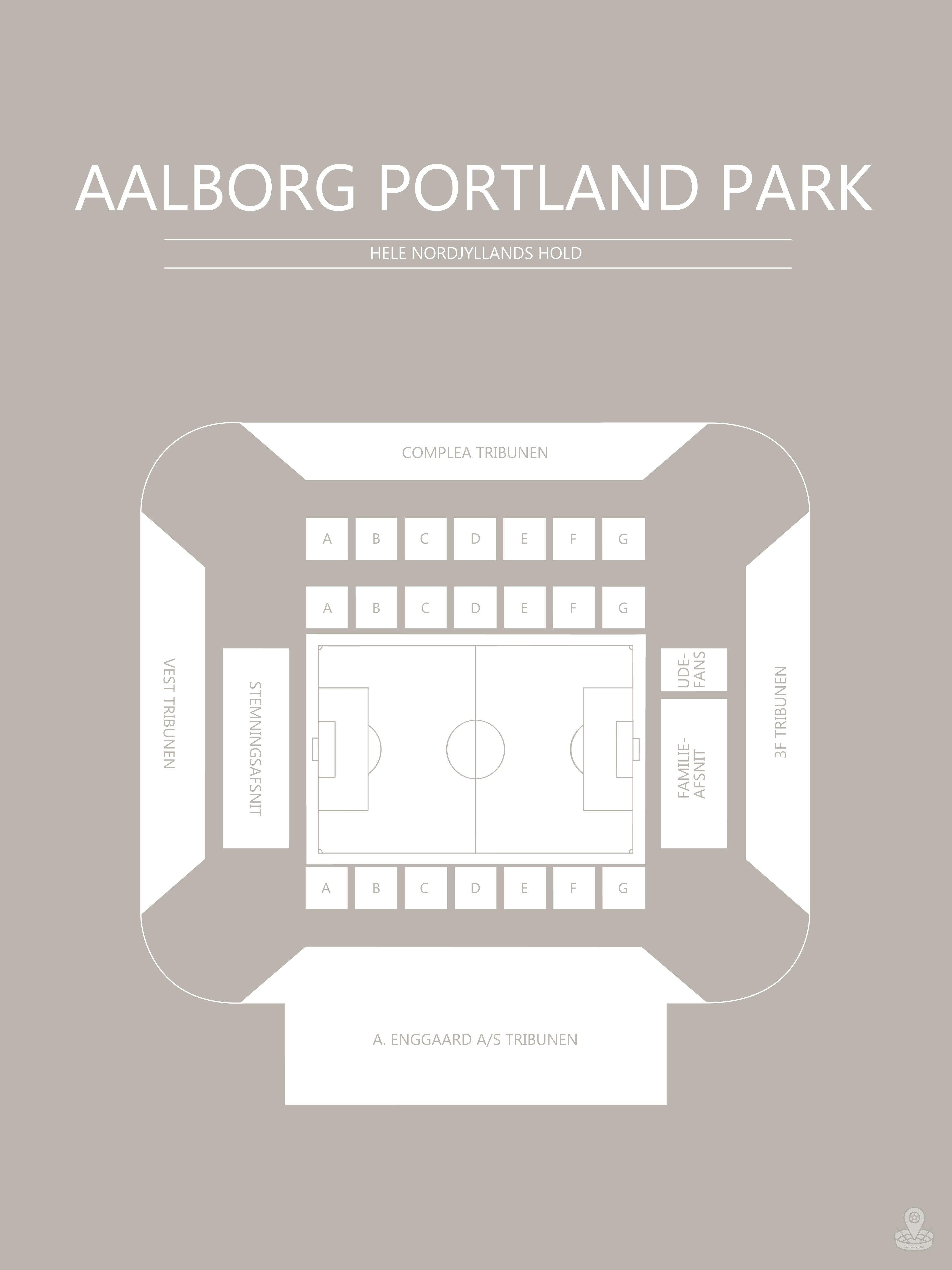Fodbold plakat Aalborg Portland Park Grå