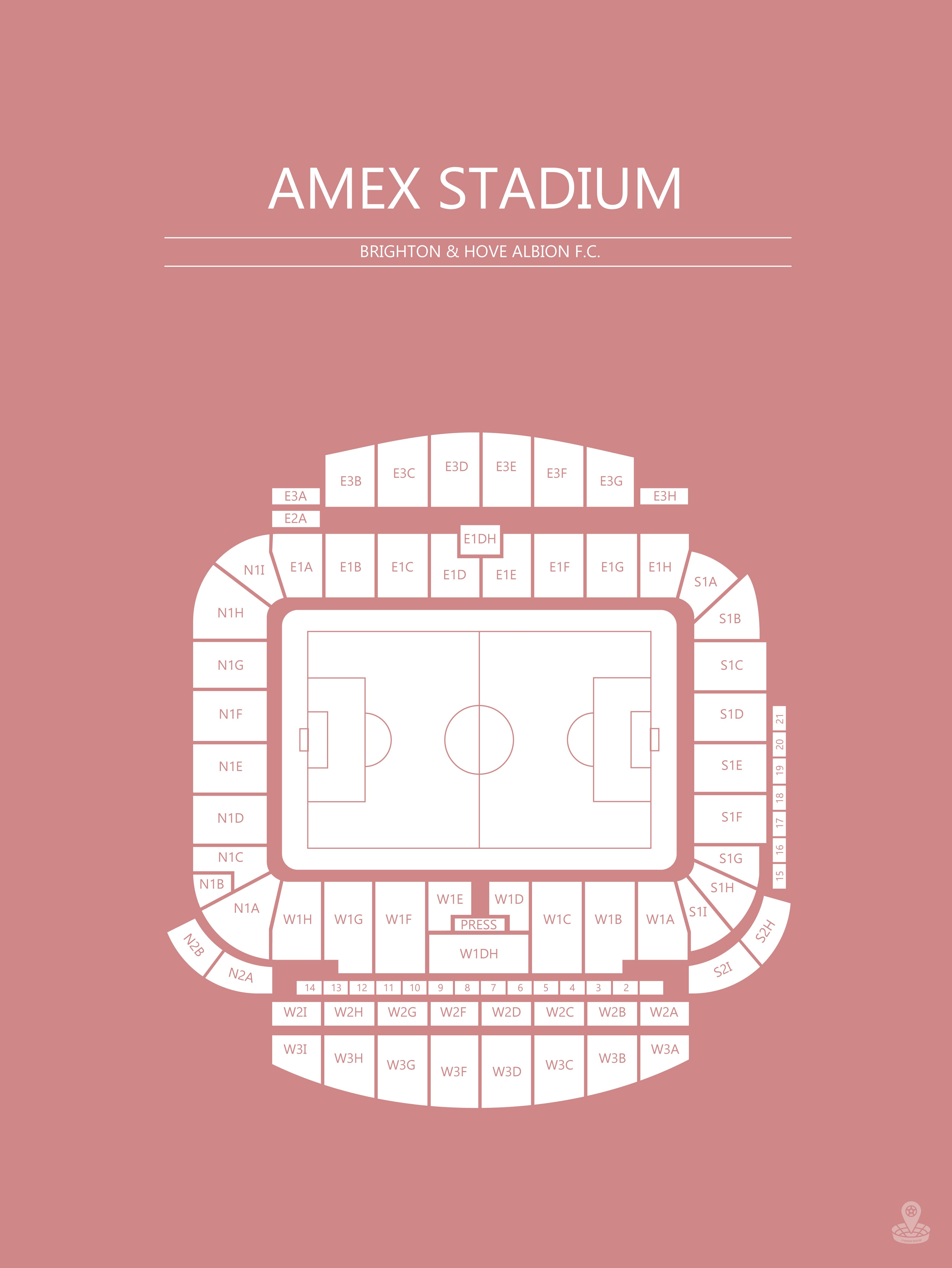 FODBOLD PLAKAT BRIGHTON AMEX STADIUM