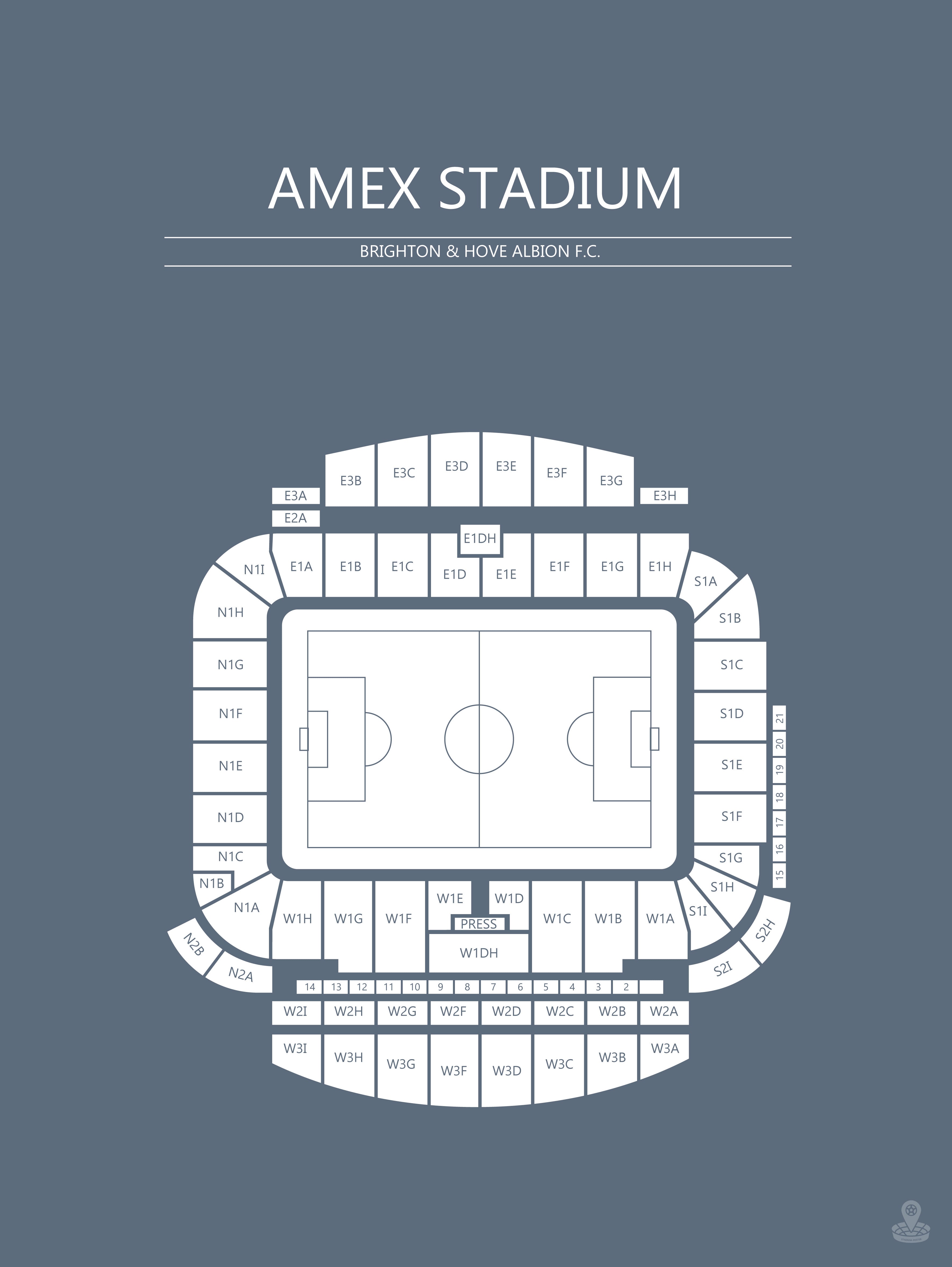 FODBOLD PLAKAT BRIGHTON AMEX STADIUM