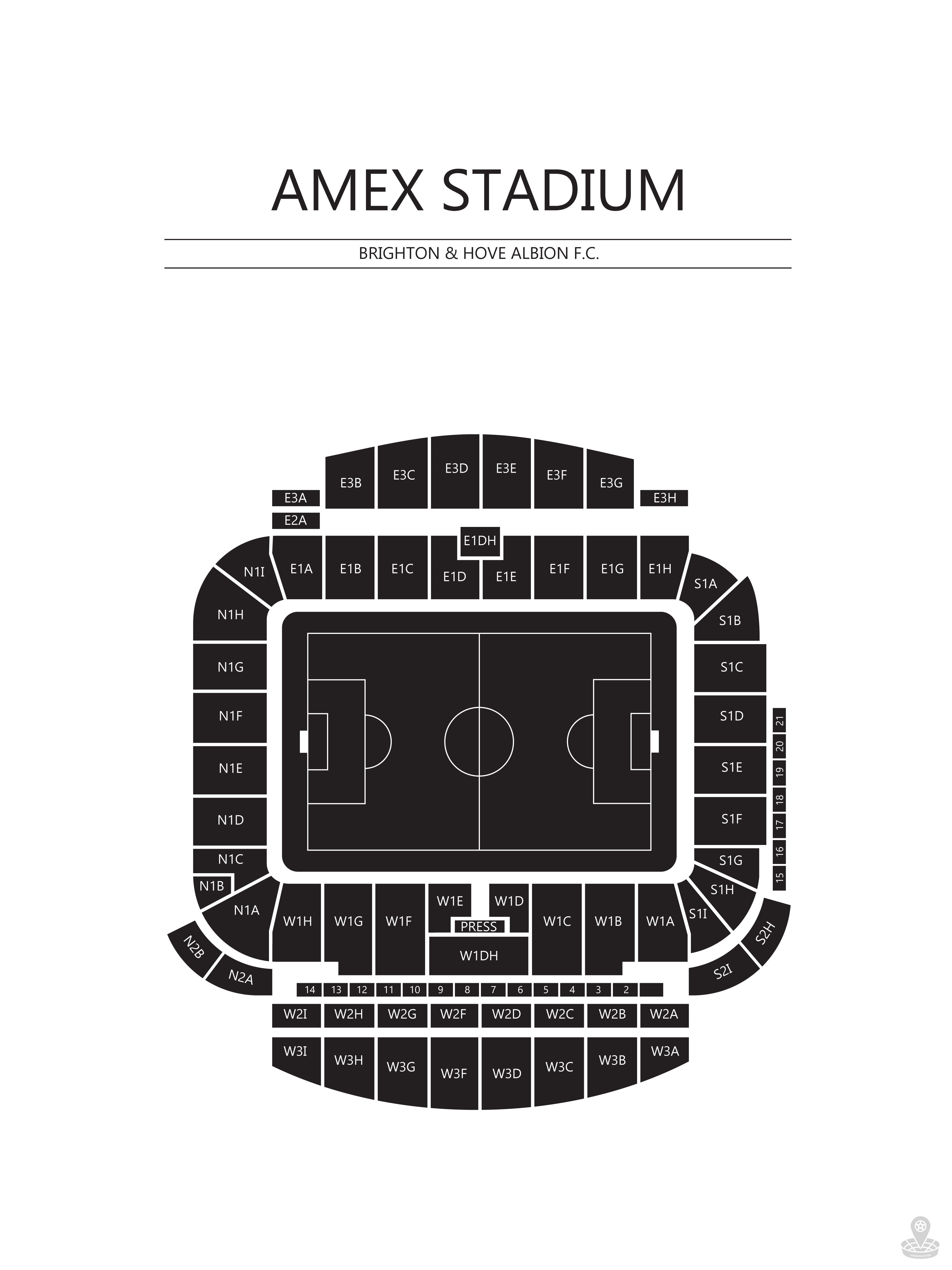 FODBOLD PLAKAT BRIGHTON AMEX STADIUM
