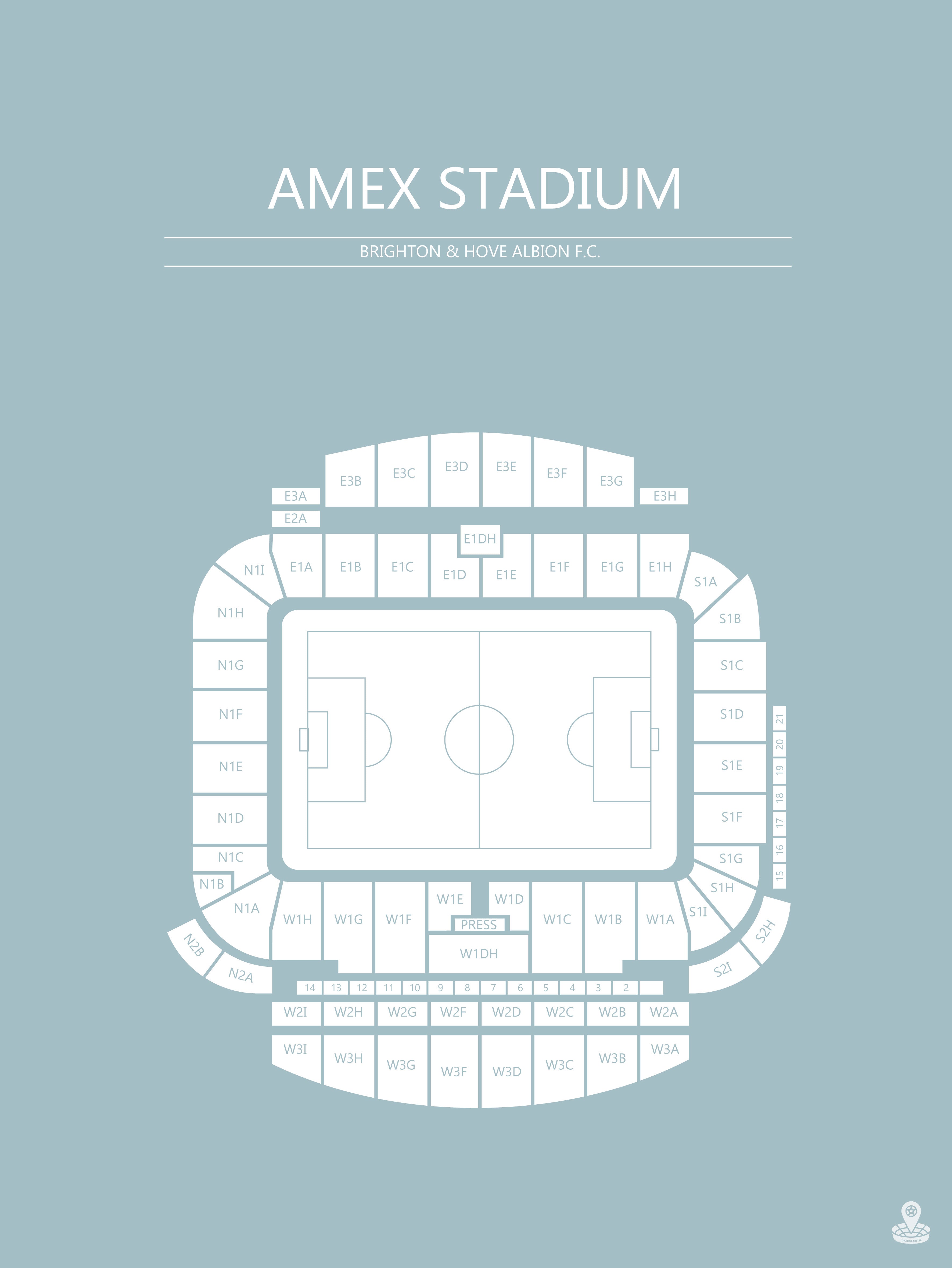 FODBOLD PLAKAT BRIGHTON AMEX STADIUM