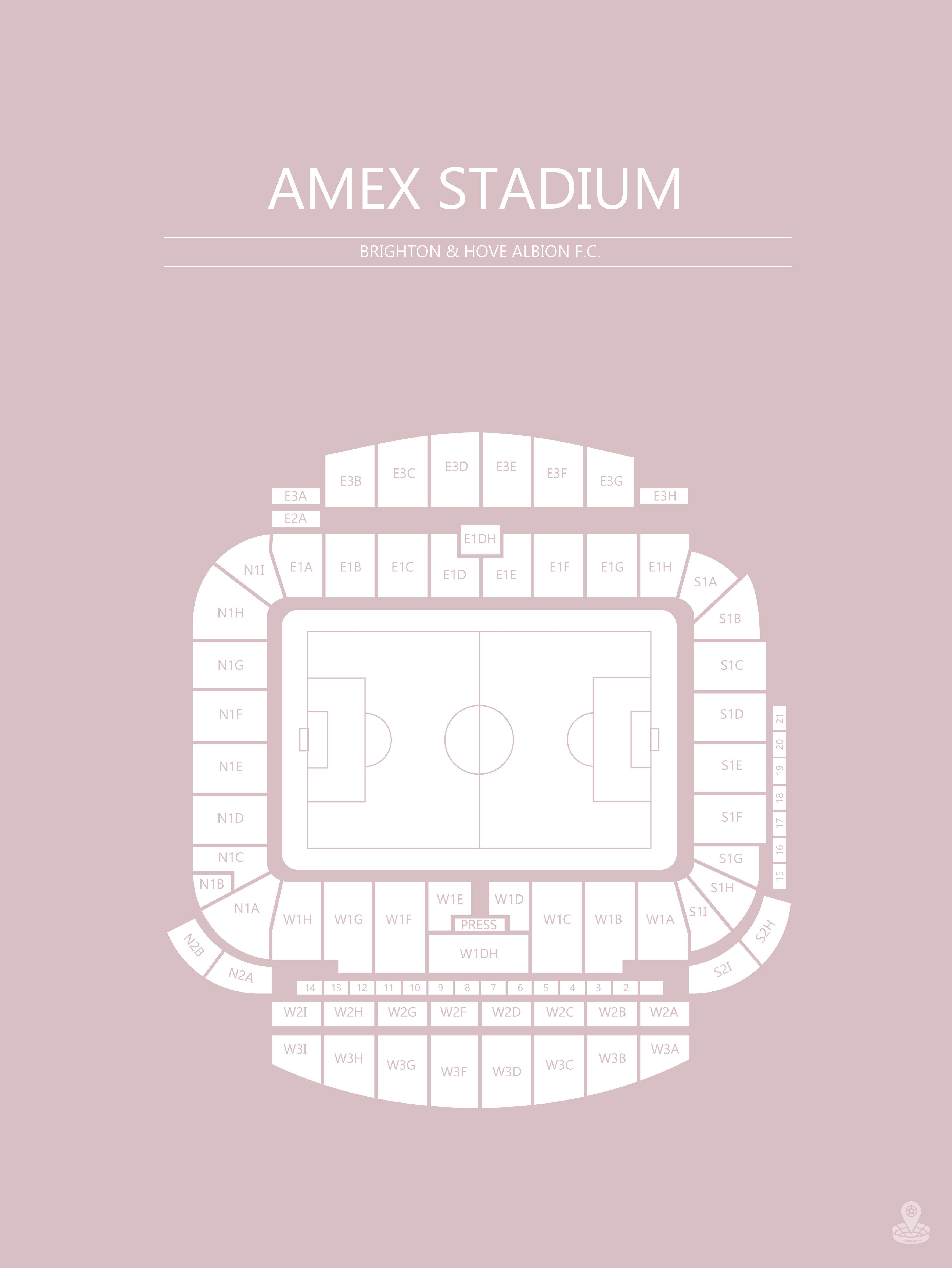 FODBOLD PLAKAT BRIGHTON AMEX STADIUM