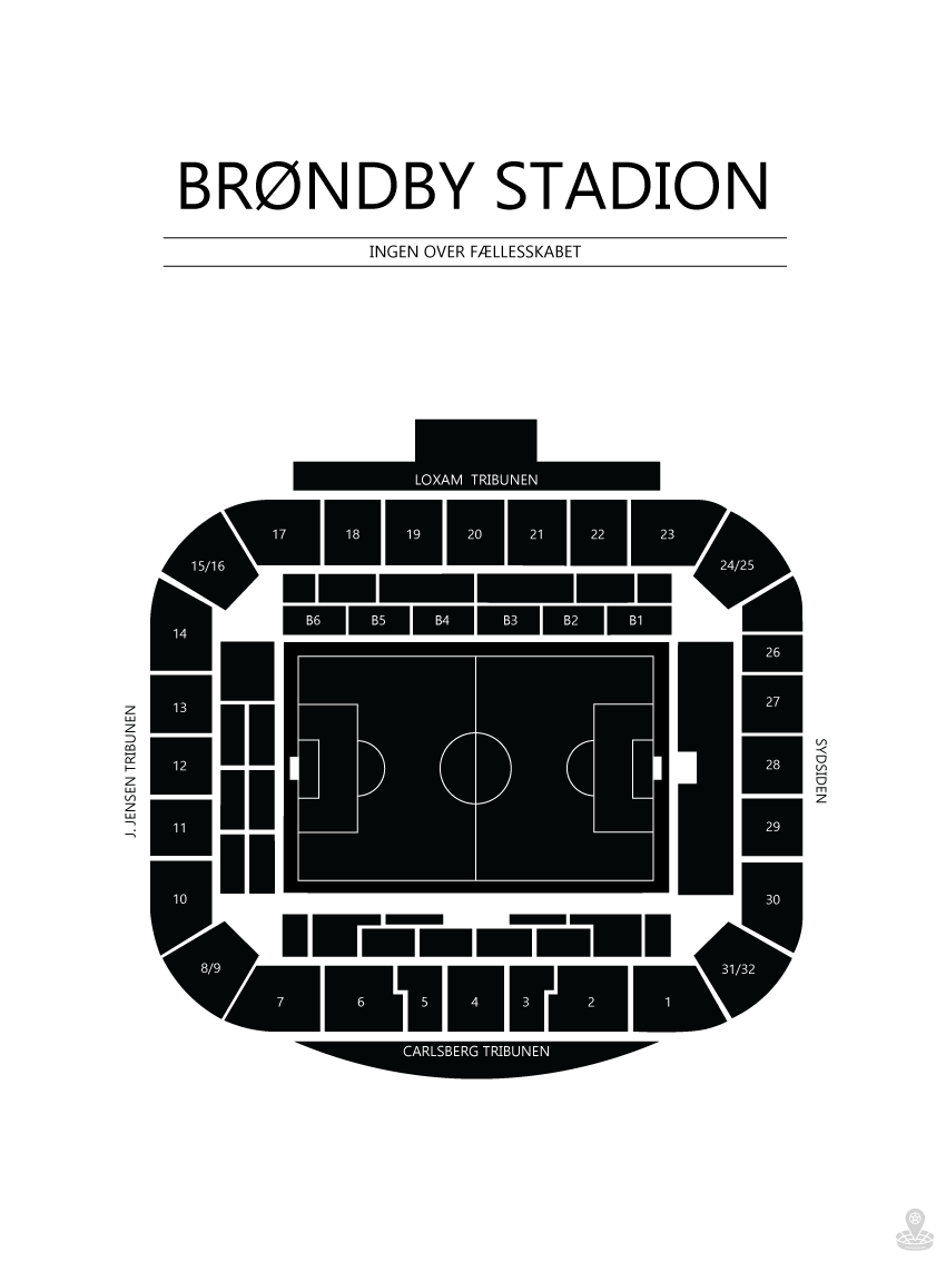 Fodbold plakat Brøndby stadion Hvid
