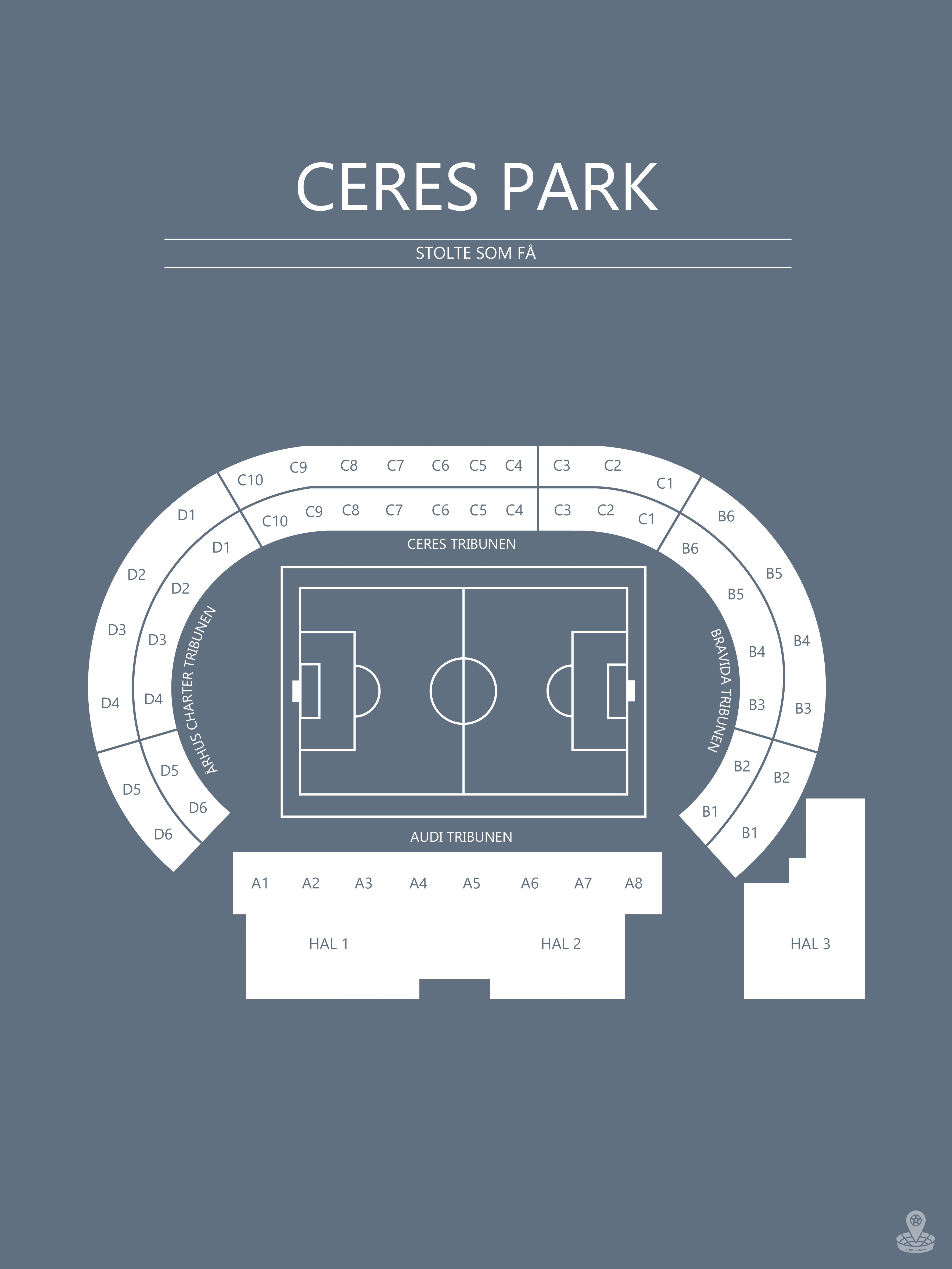 Fodbold plakat AGF Ceres Park Blågrå