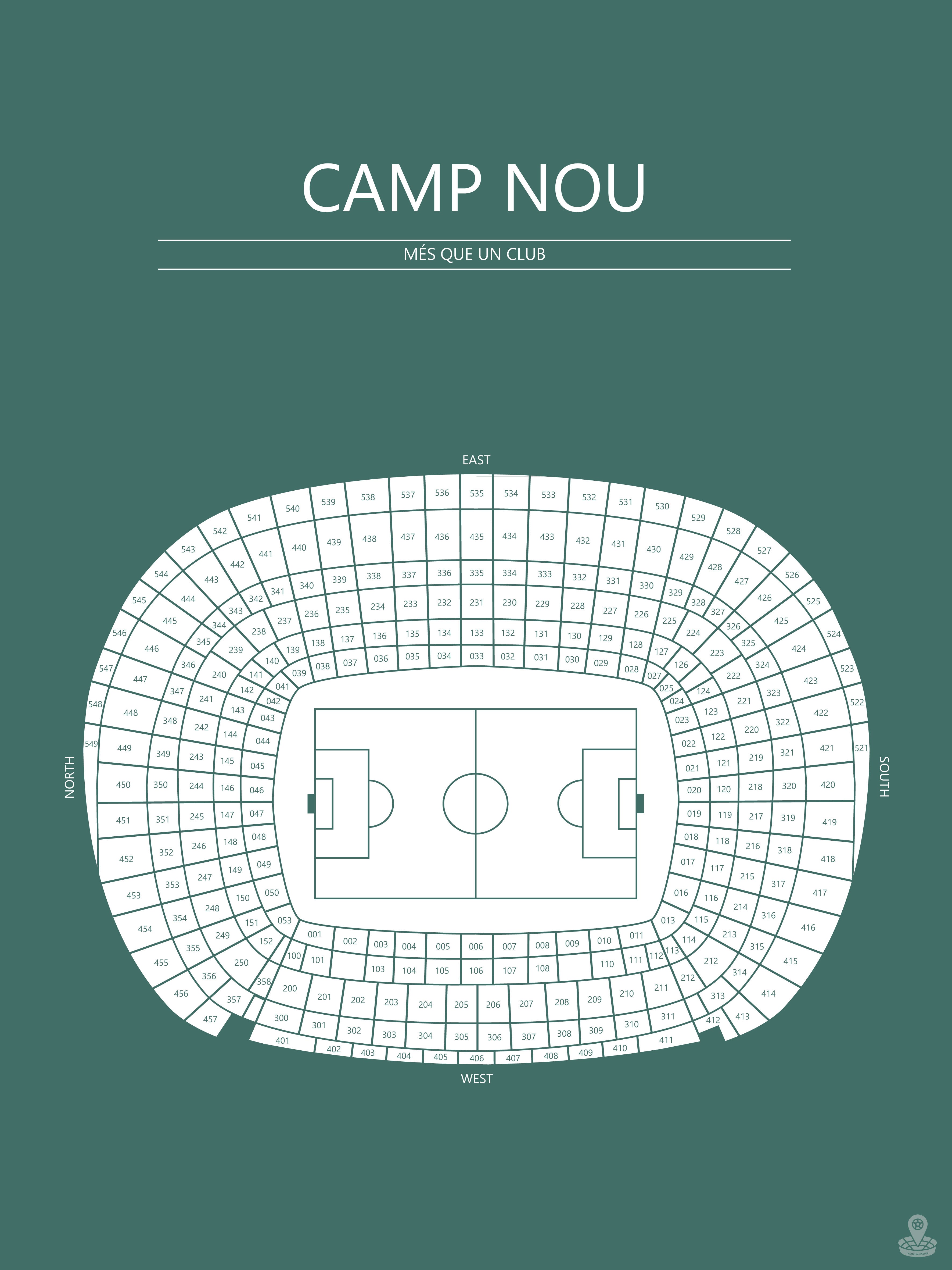 Fodbold plakat FC Barcelona Camp Nou Mørkegrøn