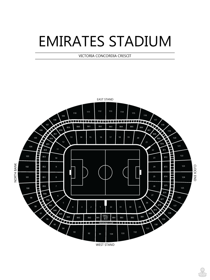 Fodbold plakat Arsenal Emirates stadium Hvid