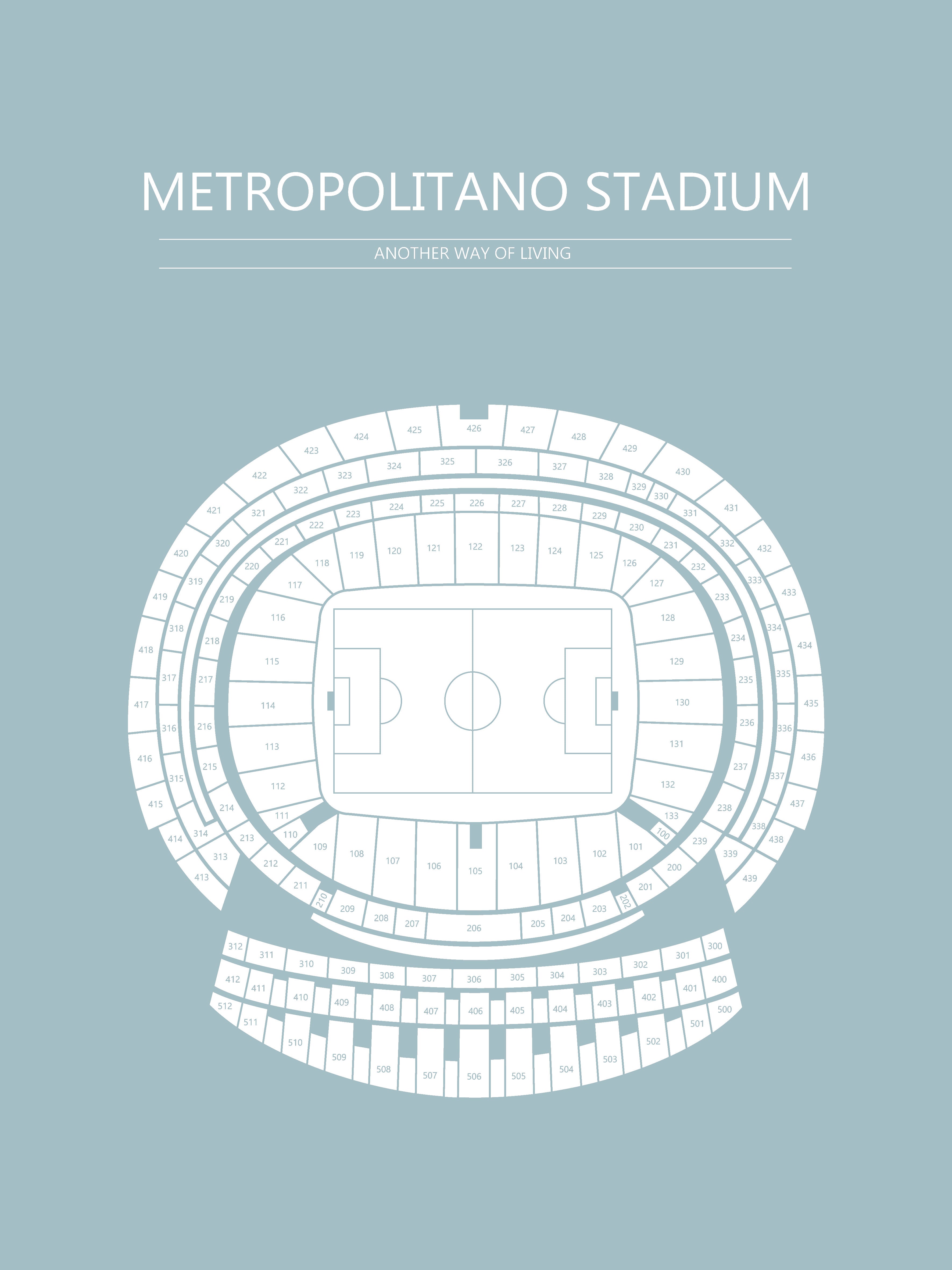 Fodbold plakat Atletico Madrid Metropolitano stadium Lyseblå