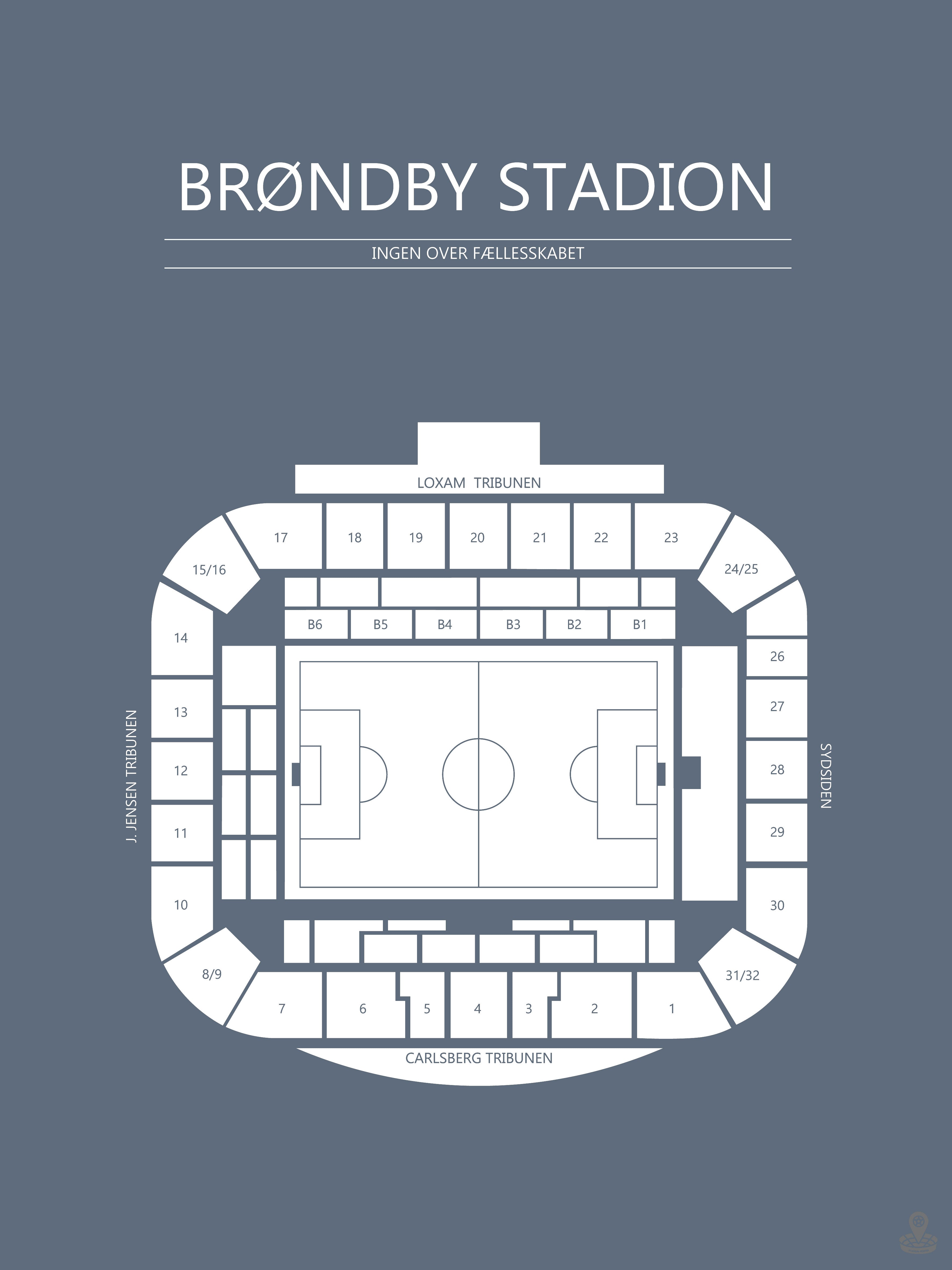 Fodbold plakat Brøndby stadion Blågrå