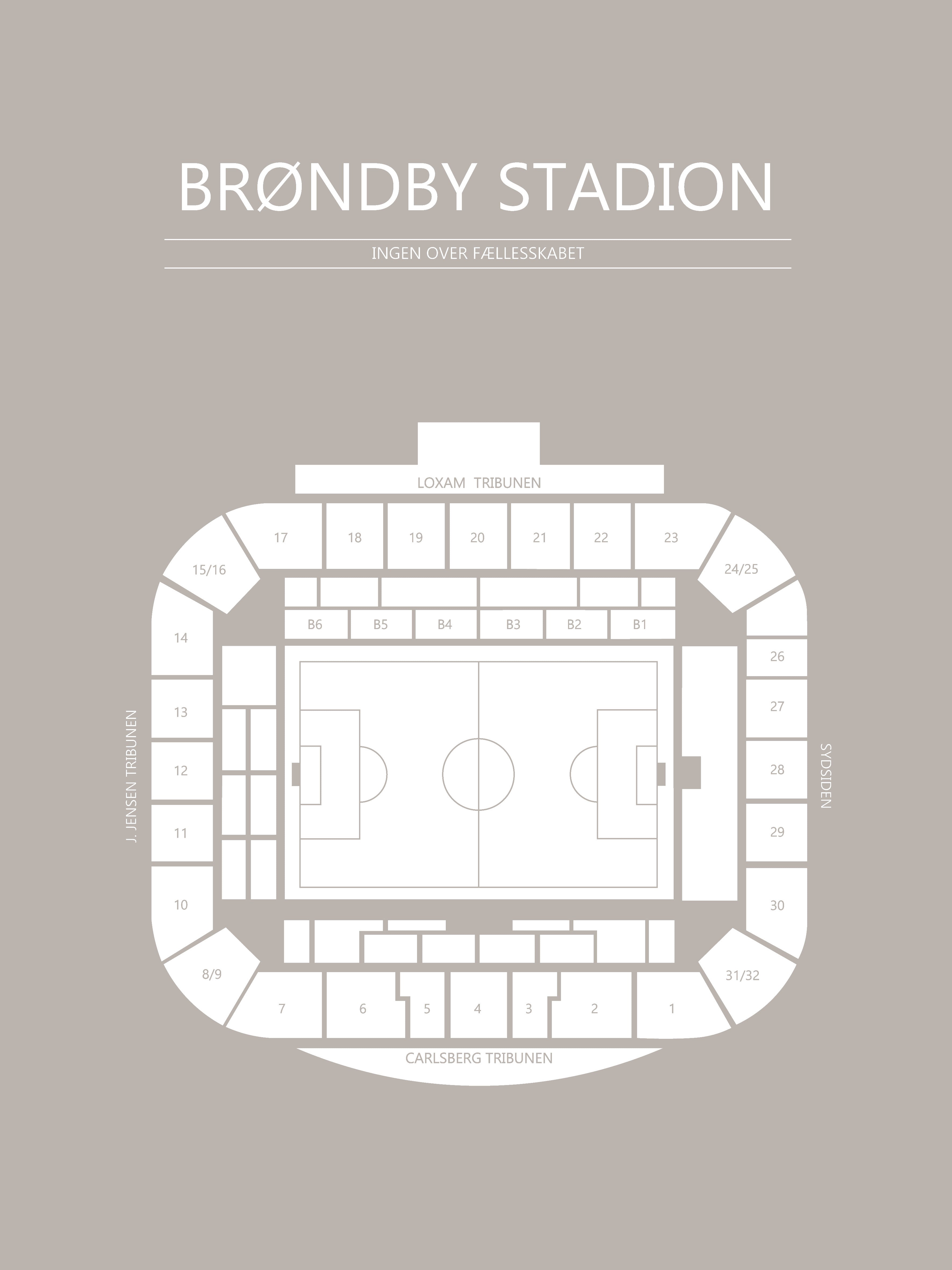 Fodbold plakat Brøndby stadion Grå