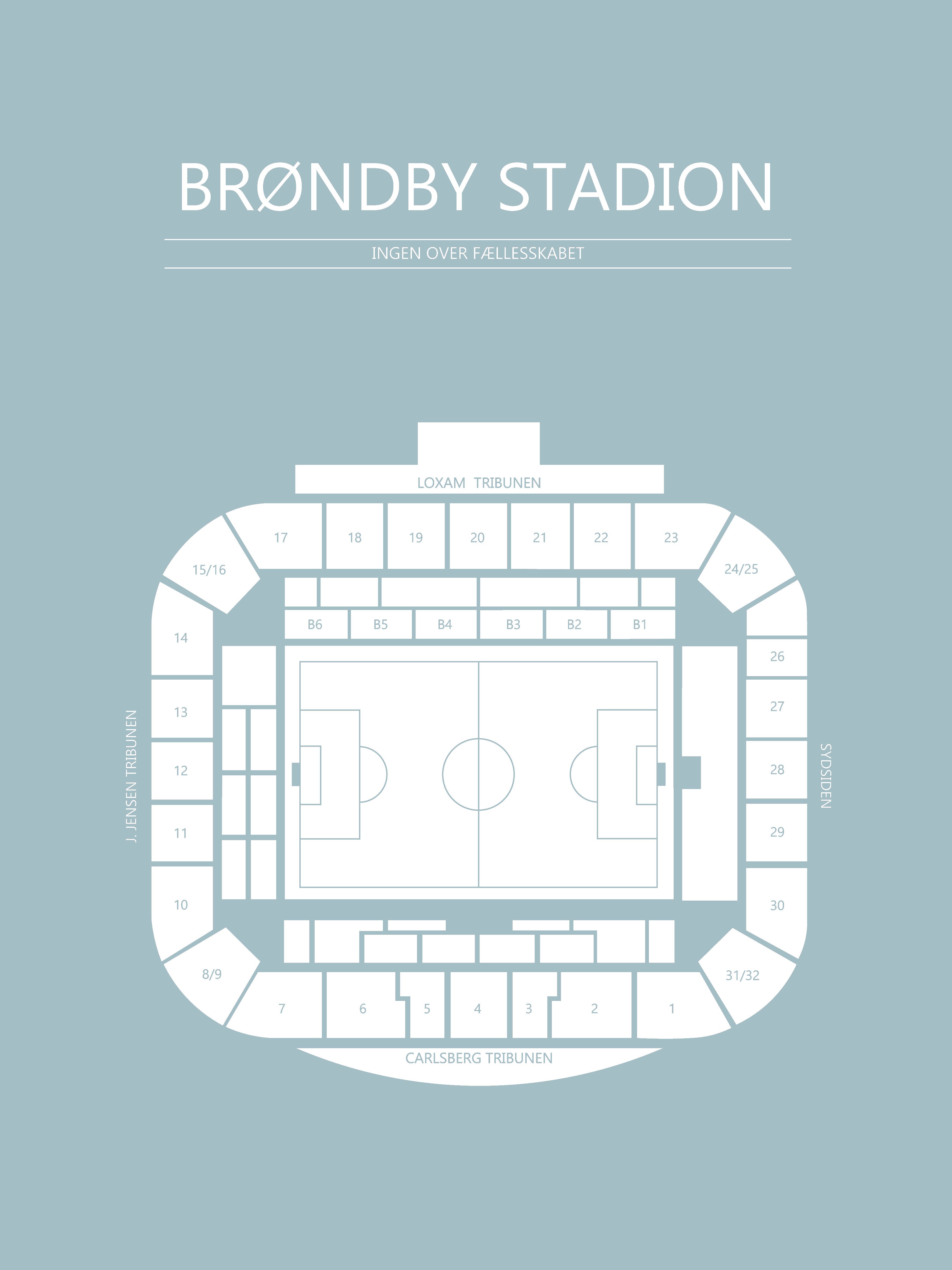 Fodbold plakat Brøndby stadion Lyseblå