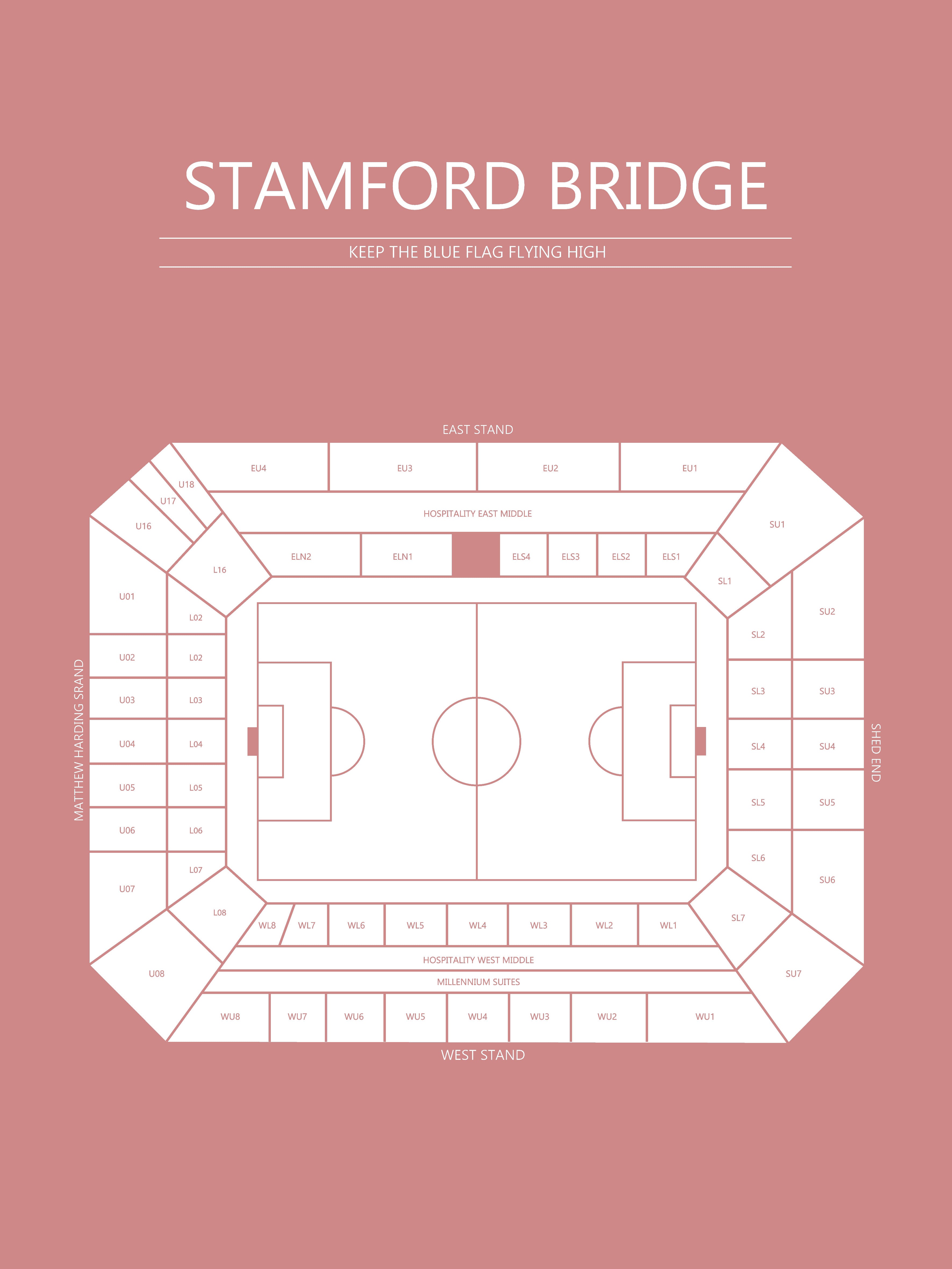 Fodbold plakat Chelsea Stamford Bridge Blush