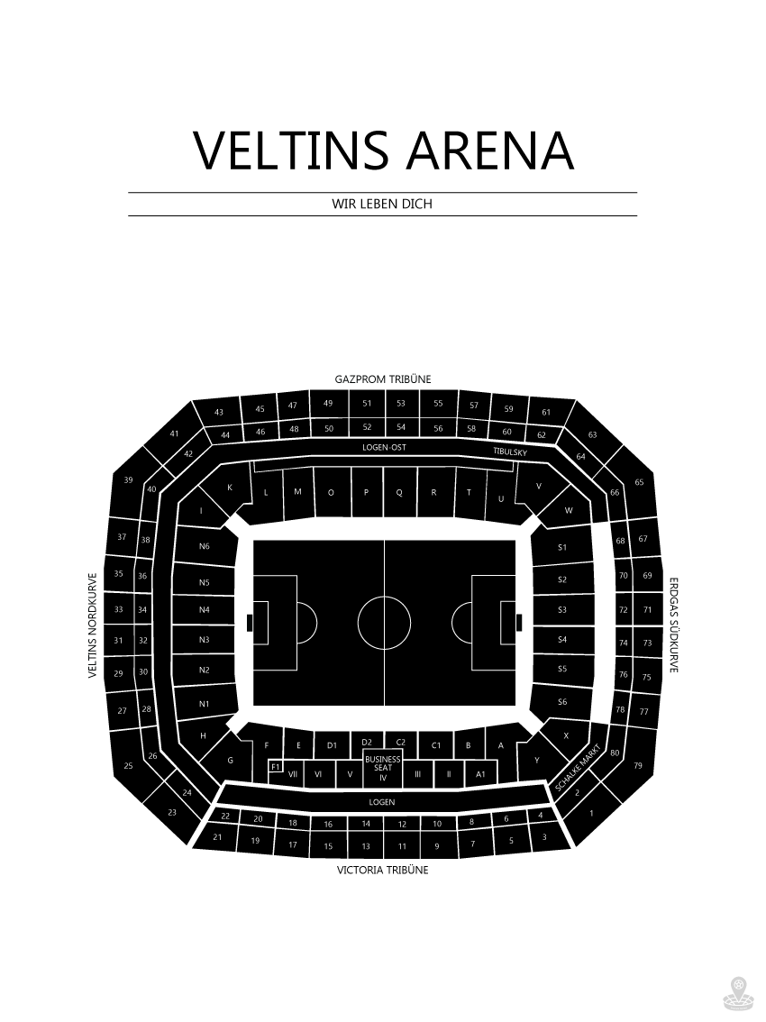 Fodbold plakat Schalke 04 Valtins Arena Hvid