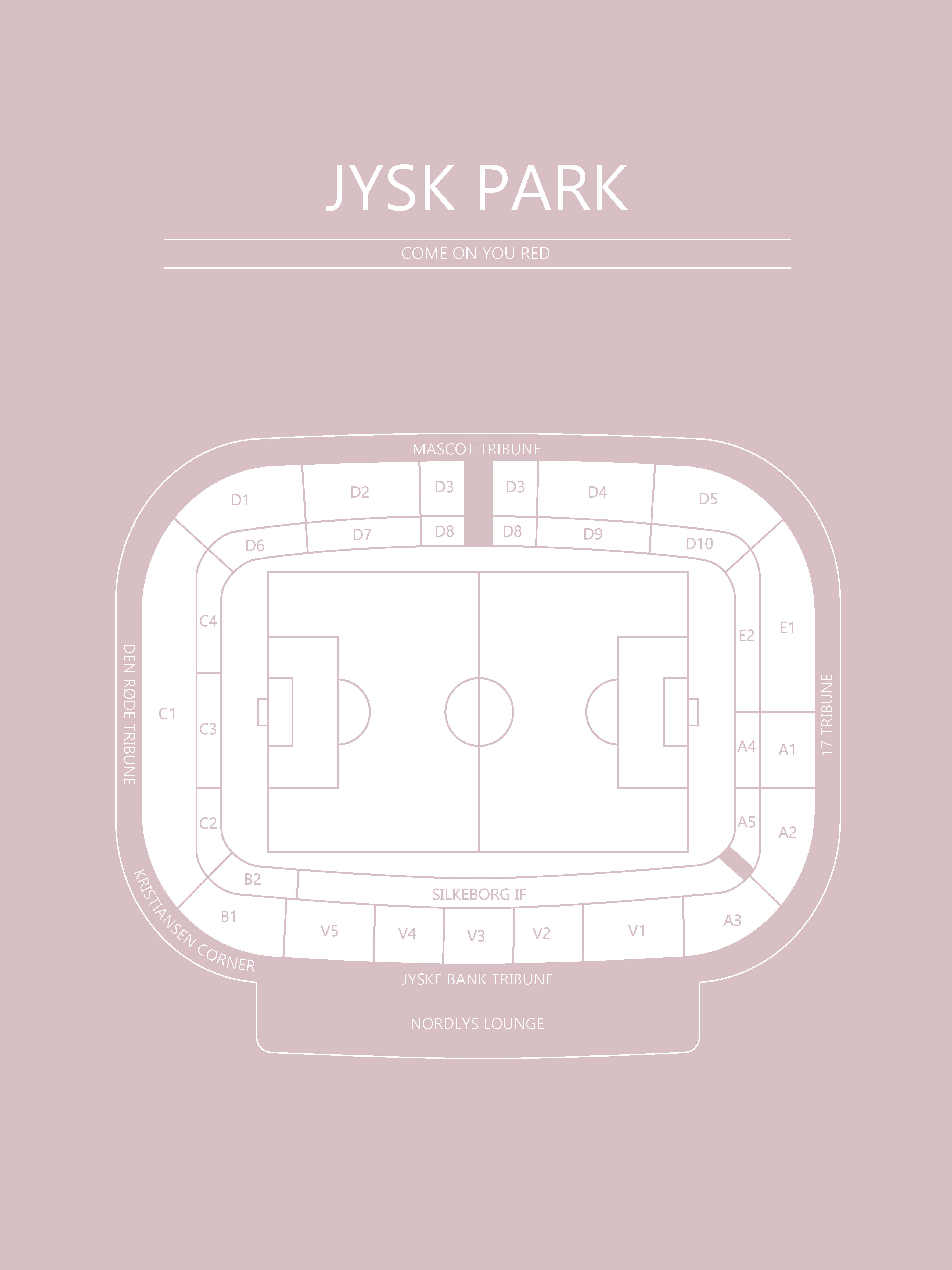 Fodbold plakat Silkeborg Jysk Park Lyserød