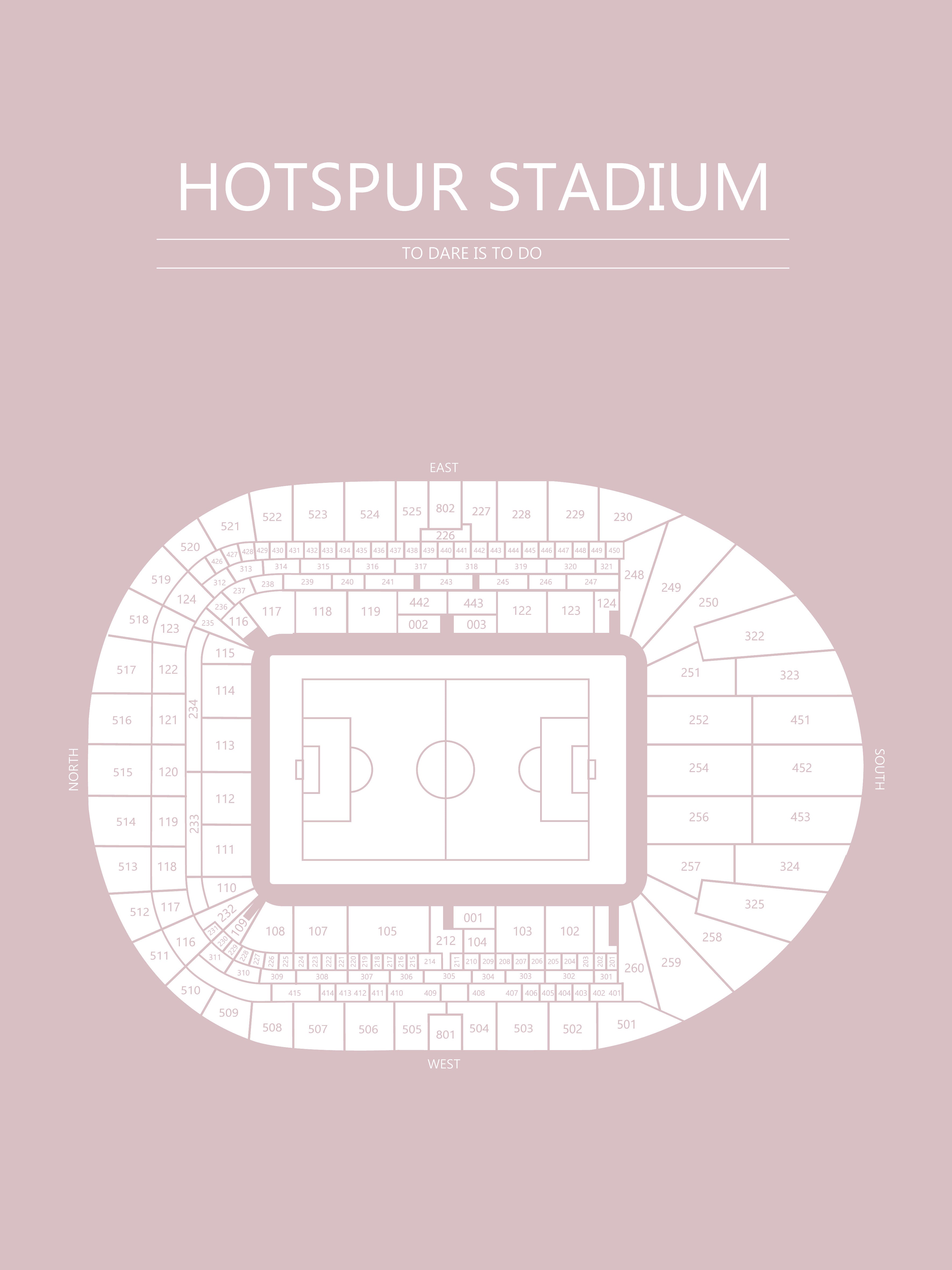 Fodbold plakat Tottenham Hotspur Stadium Lyserød