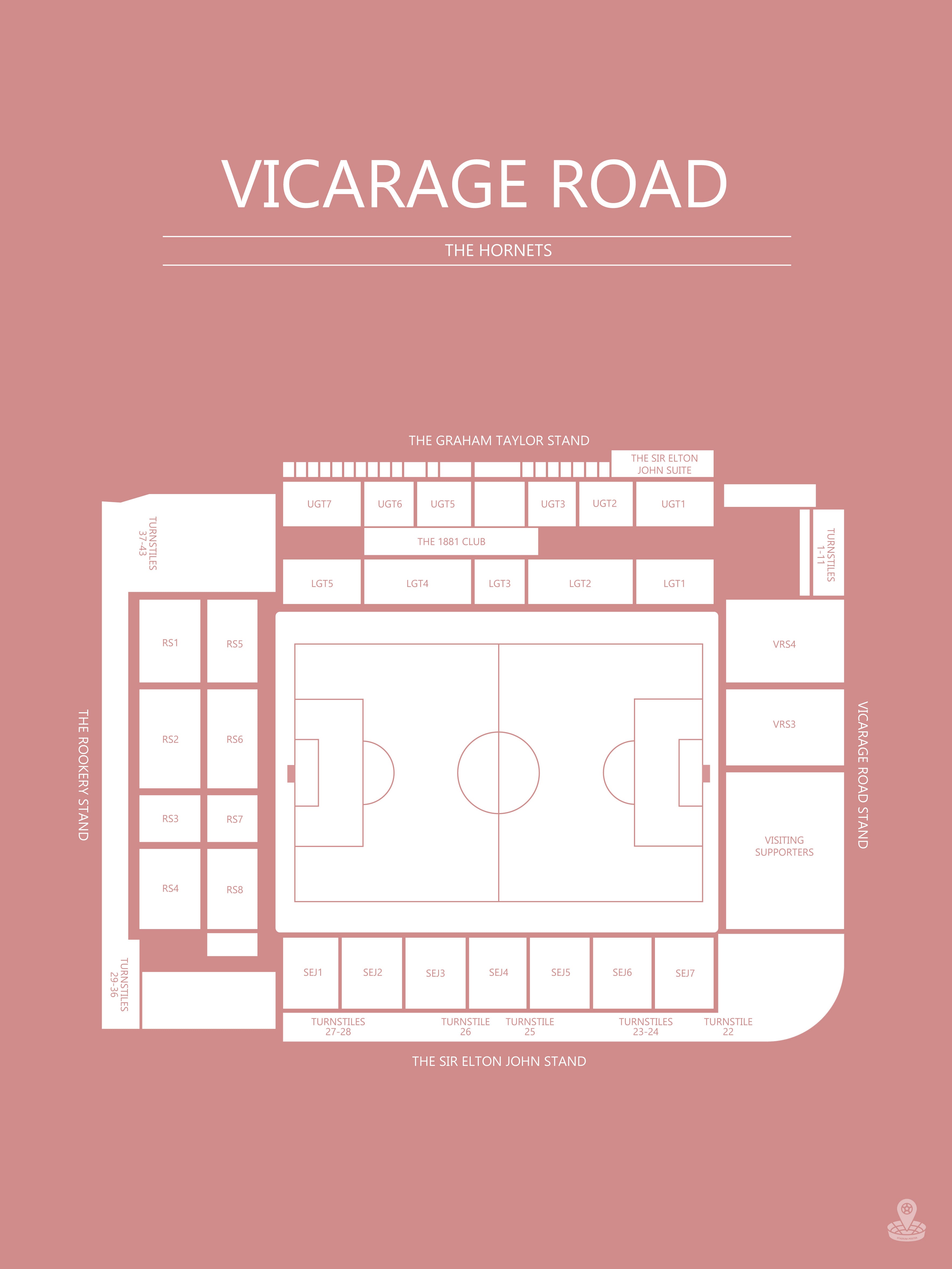 FODBOLD PLAKAT WATFORD VICARAGE ROAD