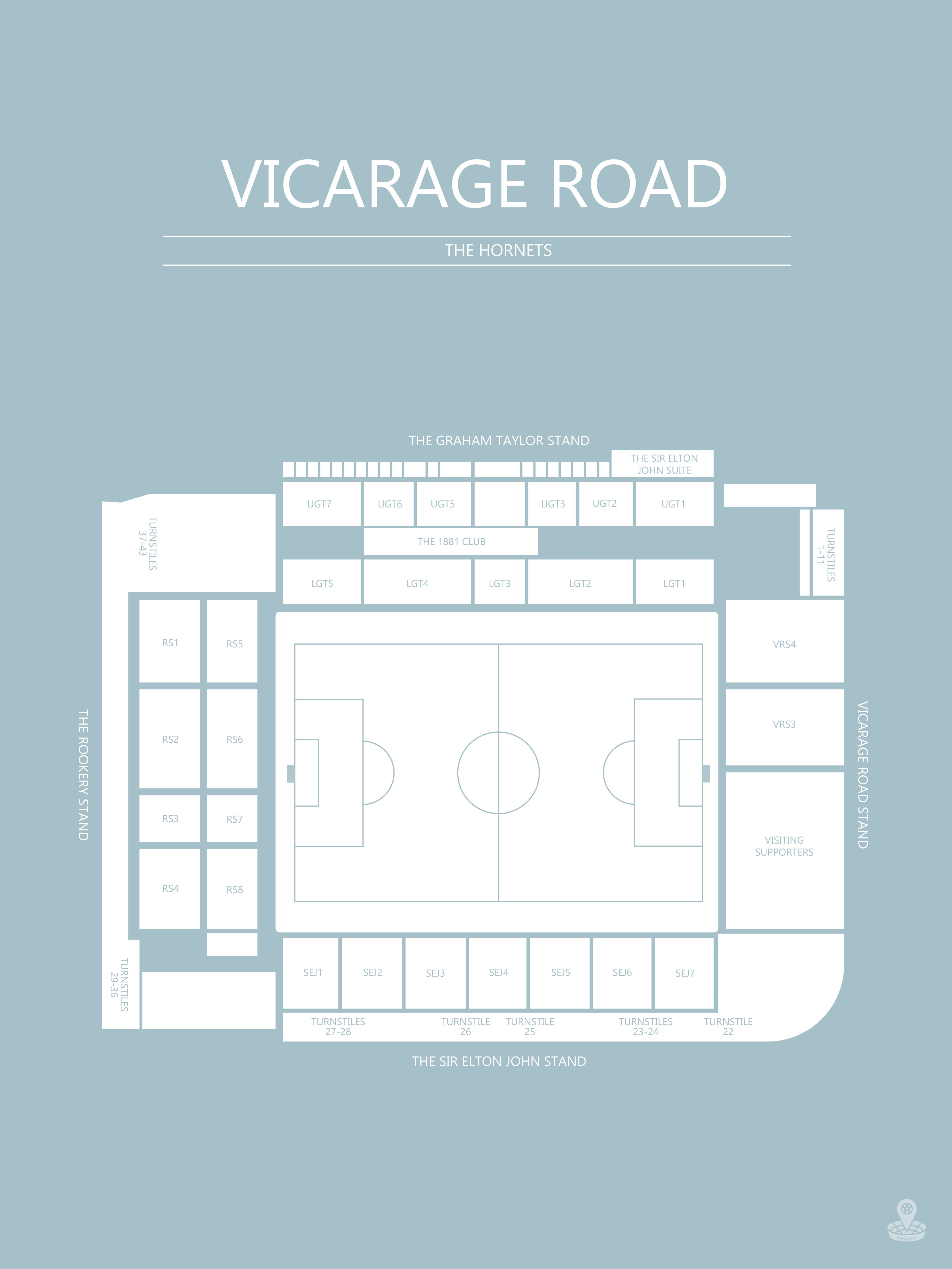 FODBOLD PLAKAT WATFORD VICARAGE ROAD
