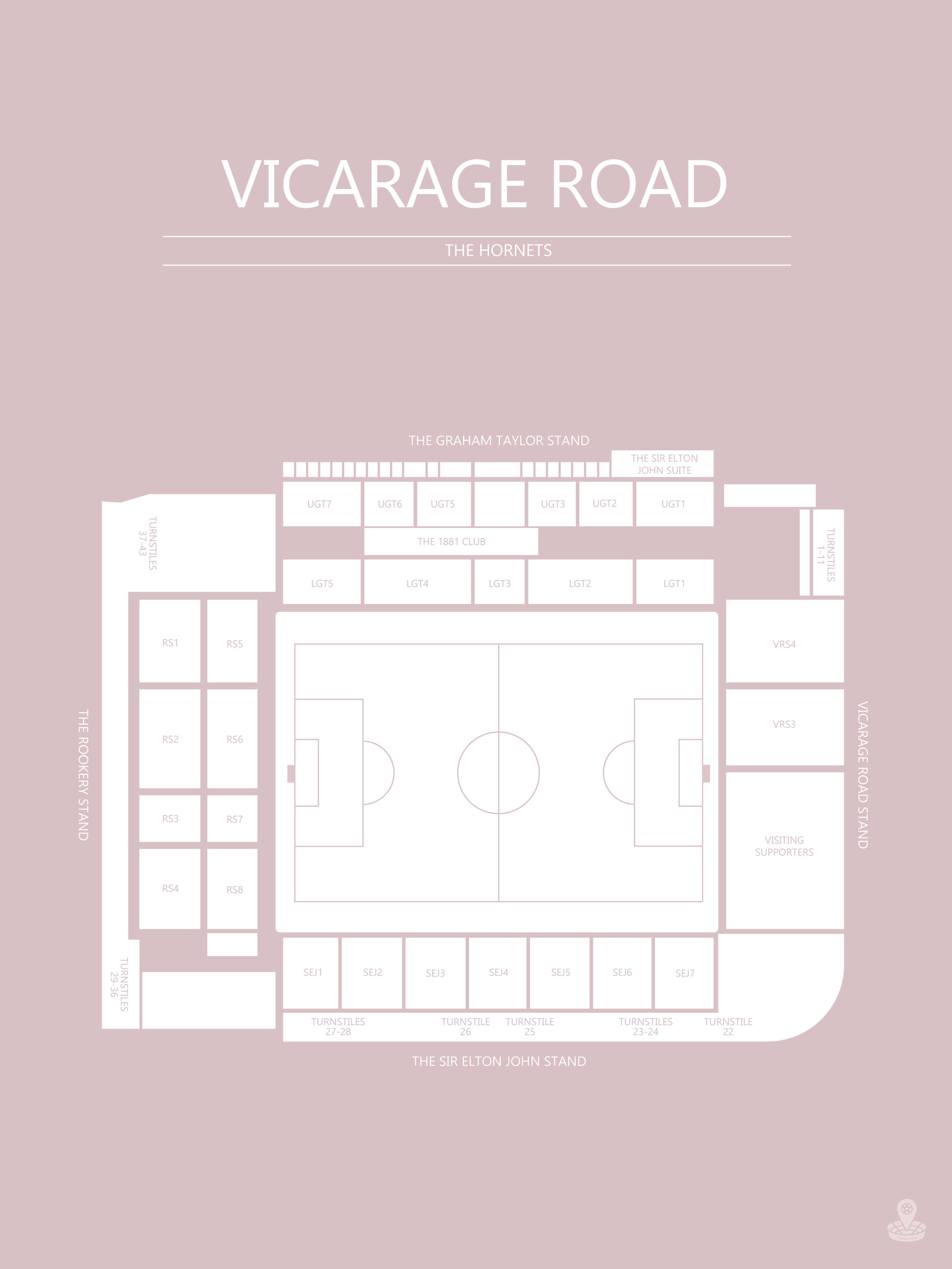 FODBOLD PLAKAT WATFORD VICARAGE ROAD