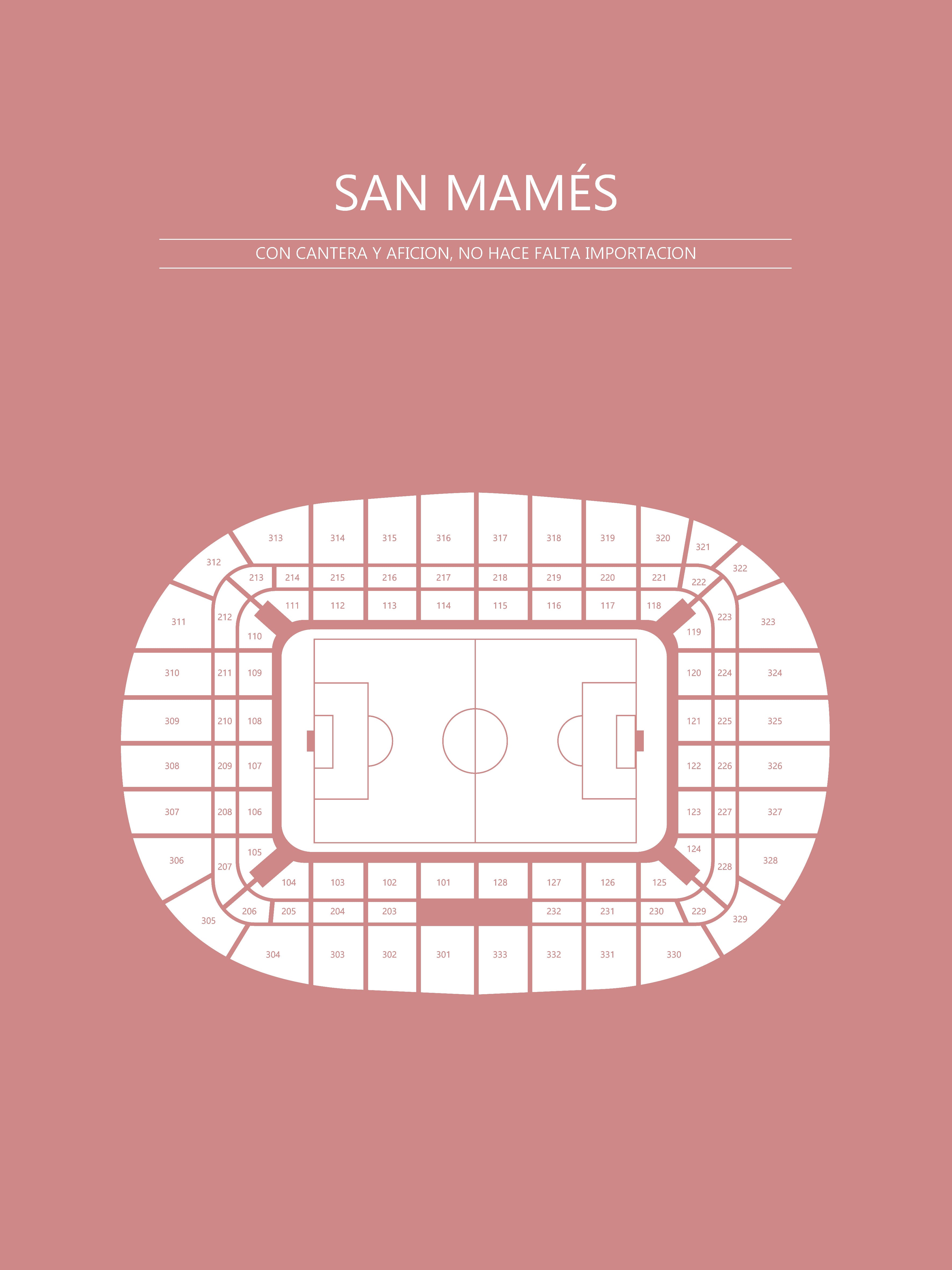 Fodbold plakat Athletic Club Bilbao San Manés Blush