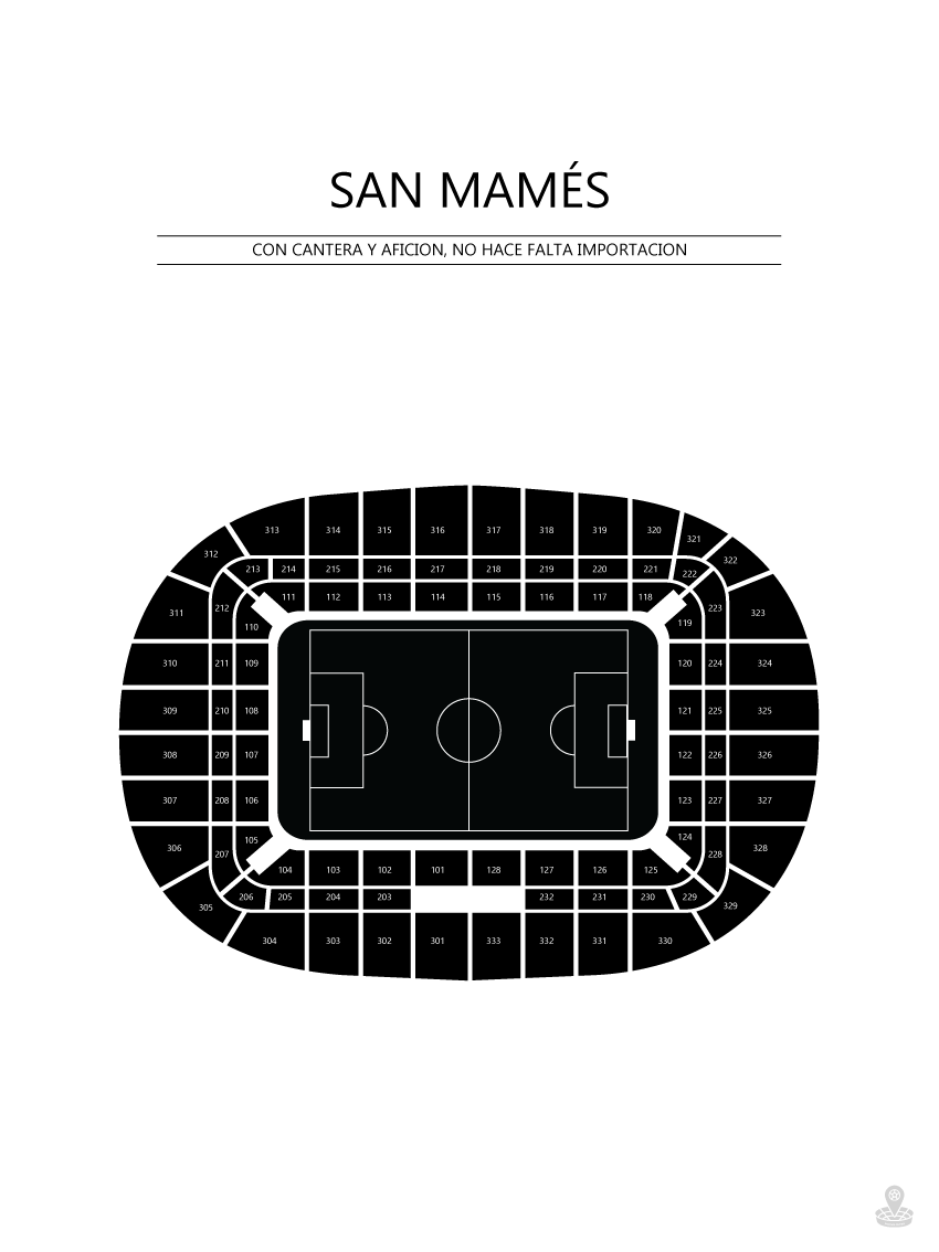 Fodbold plakat Athletic Club Bilbao San Manés Hvid