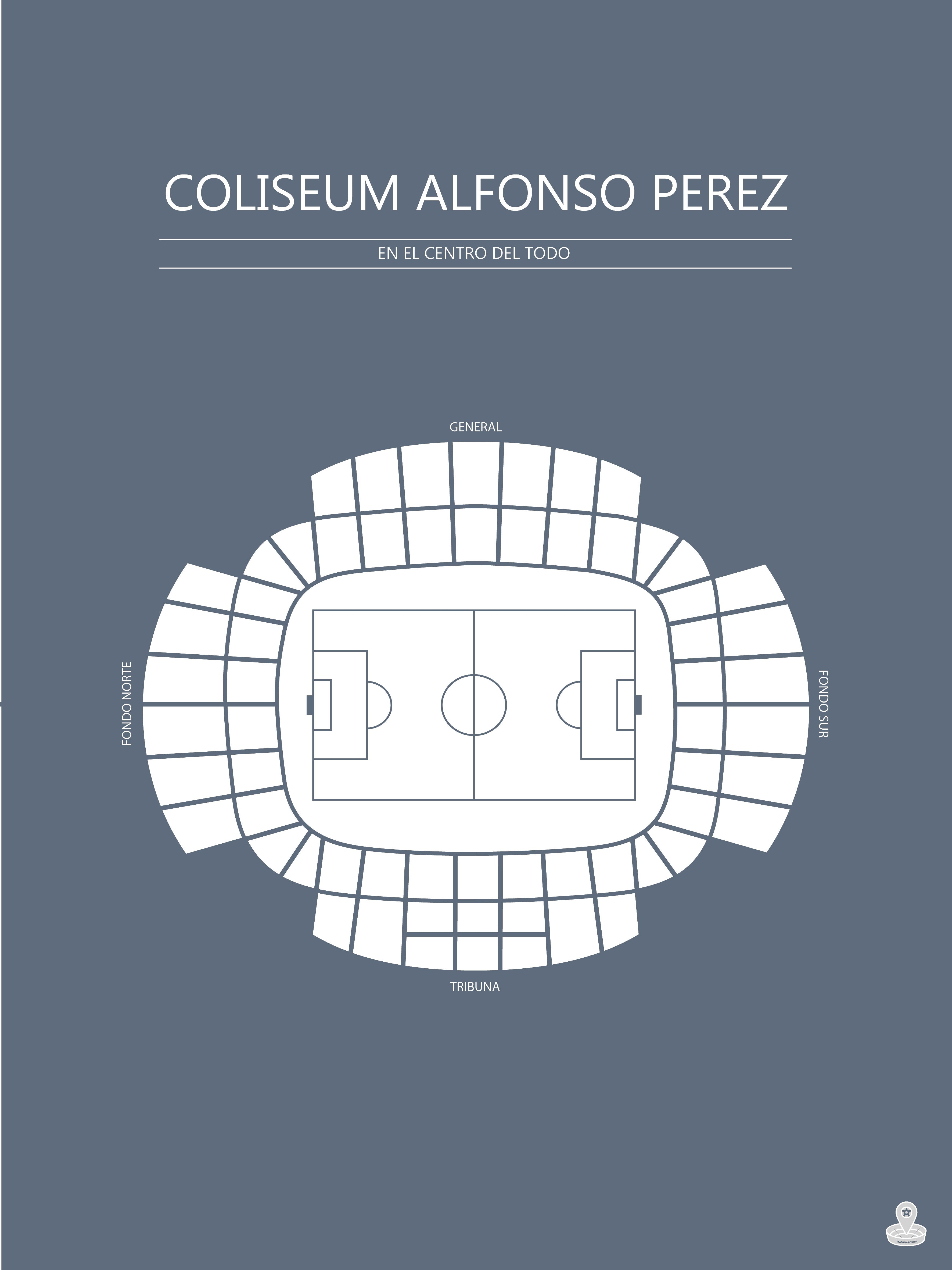 Fodbold plakat Getafe Coliseum Alfonso Perez Blågrå