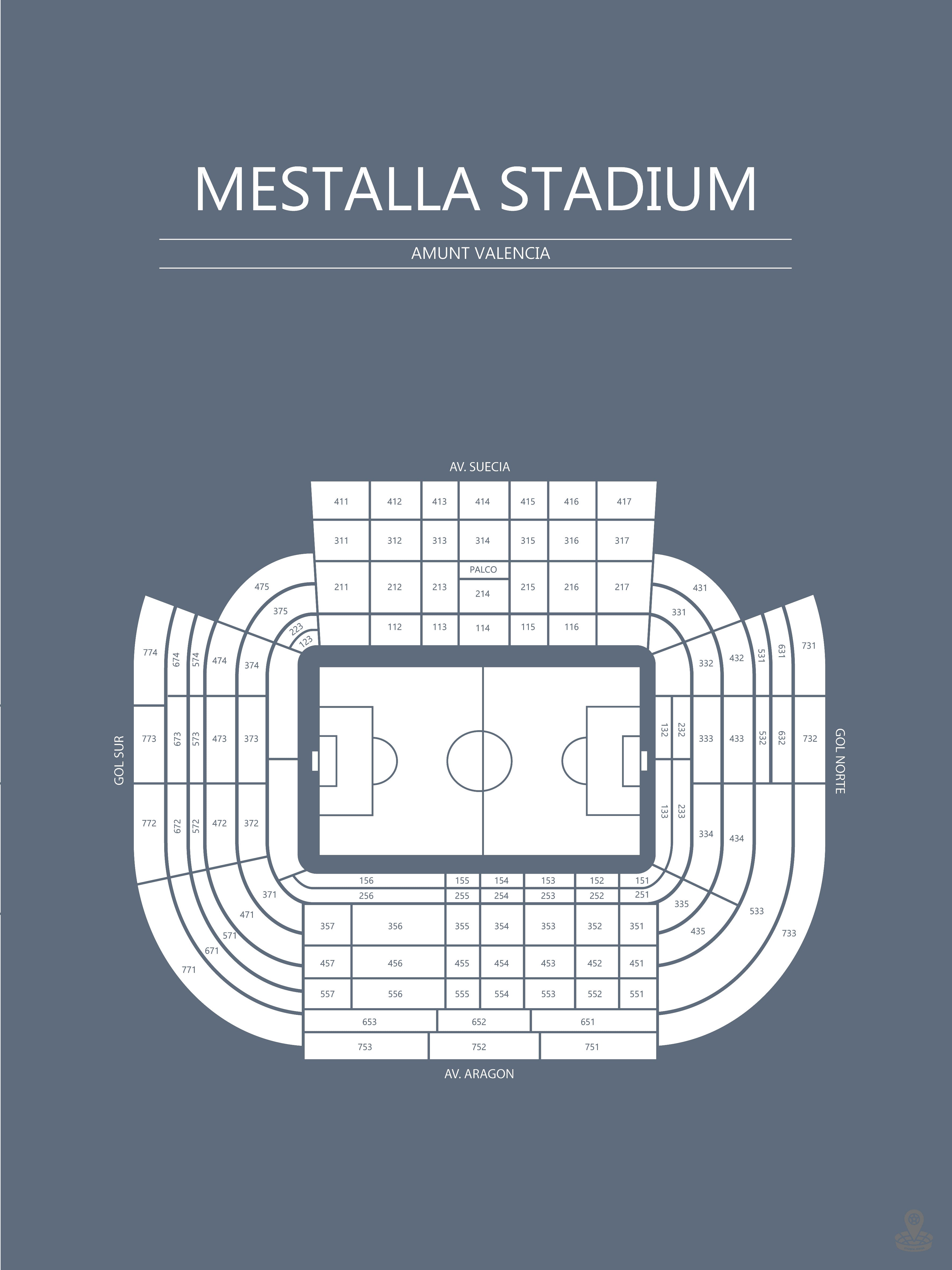 FODBOLD PLAKAT VALENCIA MESTALLA STADIUM