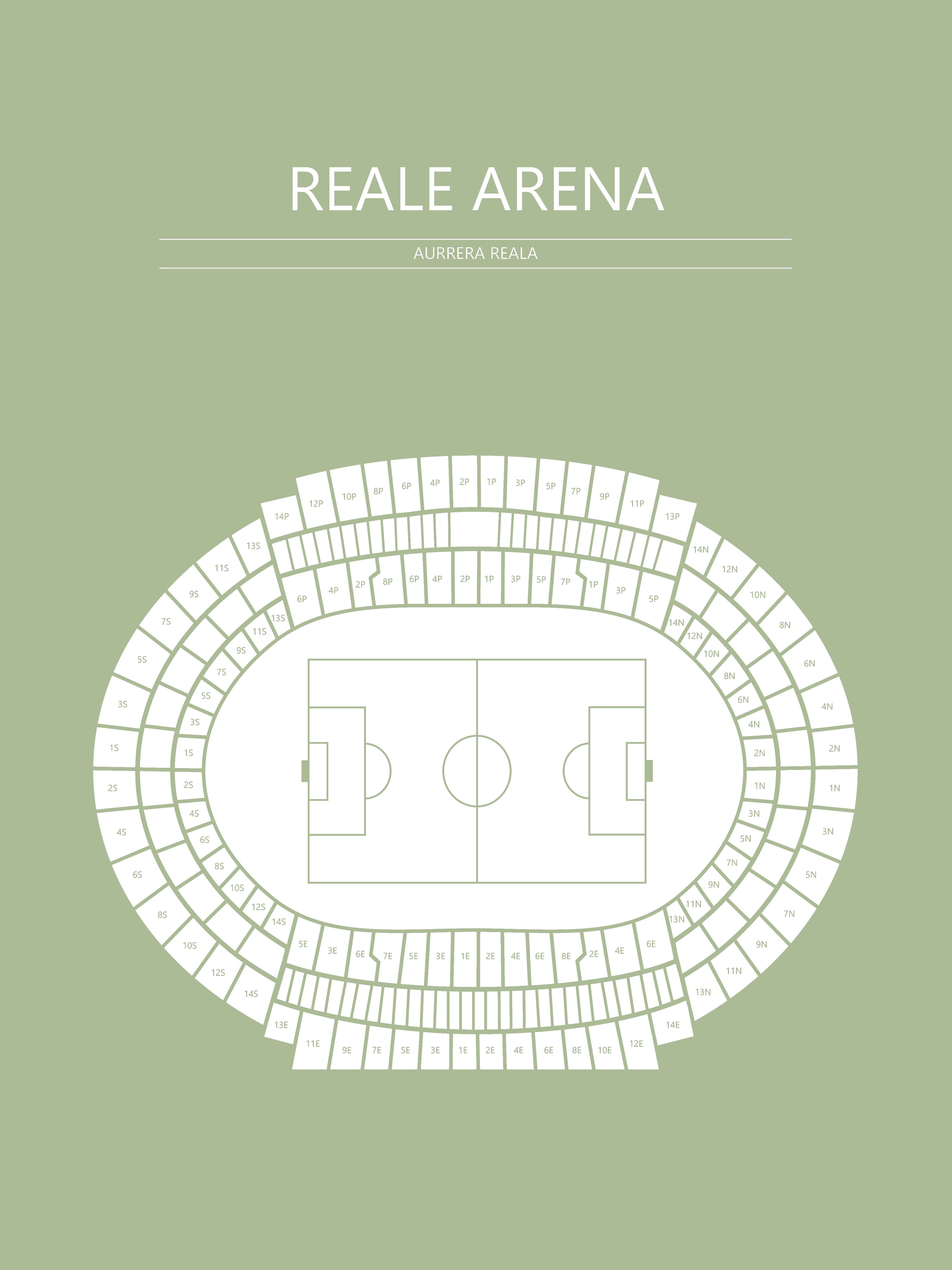 Fodbold plakat Real Sociedad Reale Arena Lysegrøn