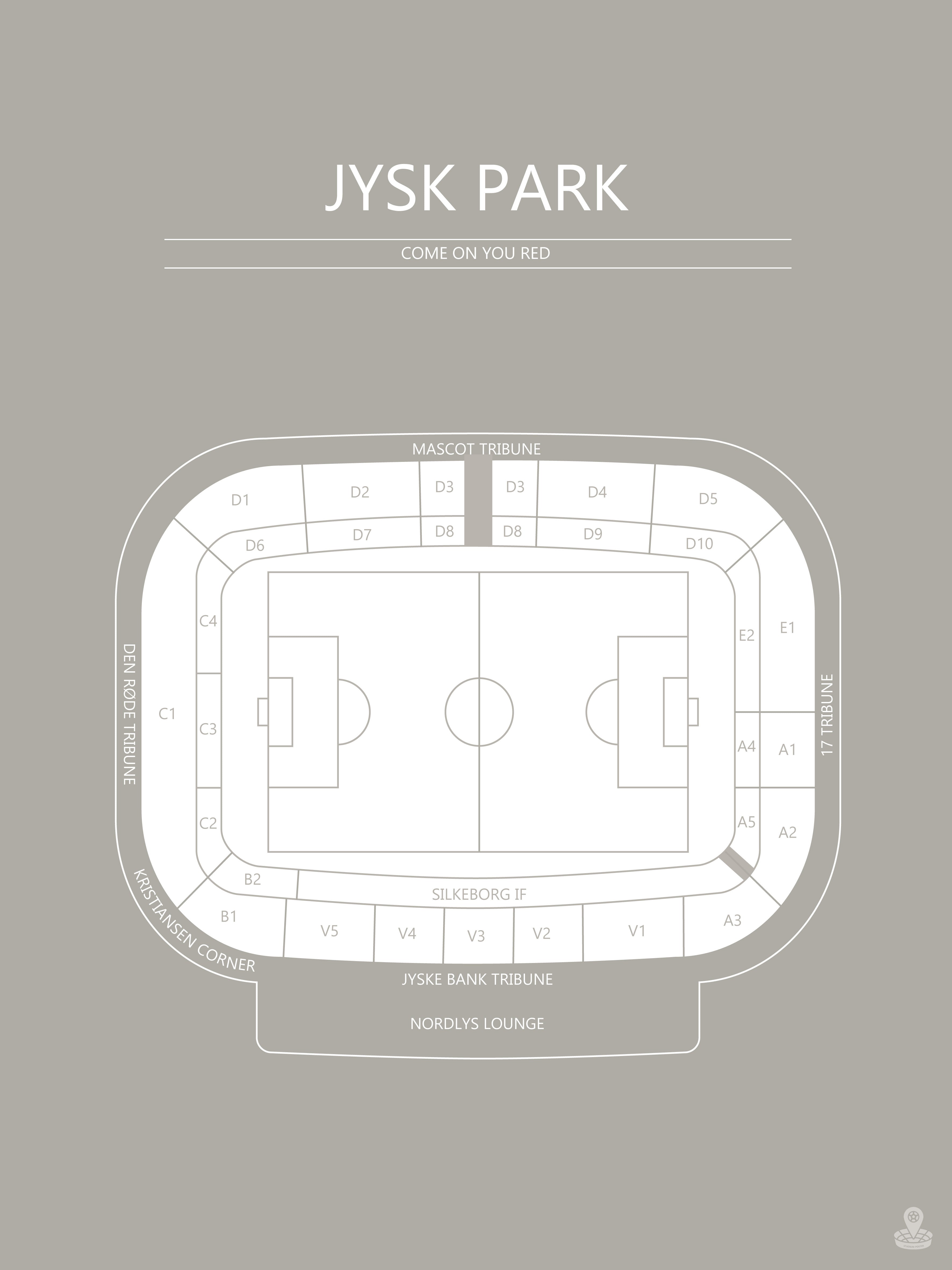 Fodbold plakat Silkeborg Jysk Park Grå