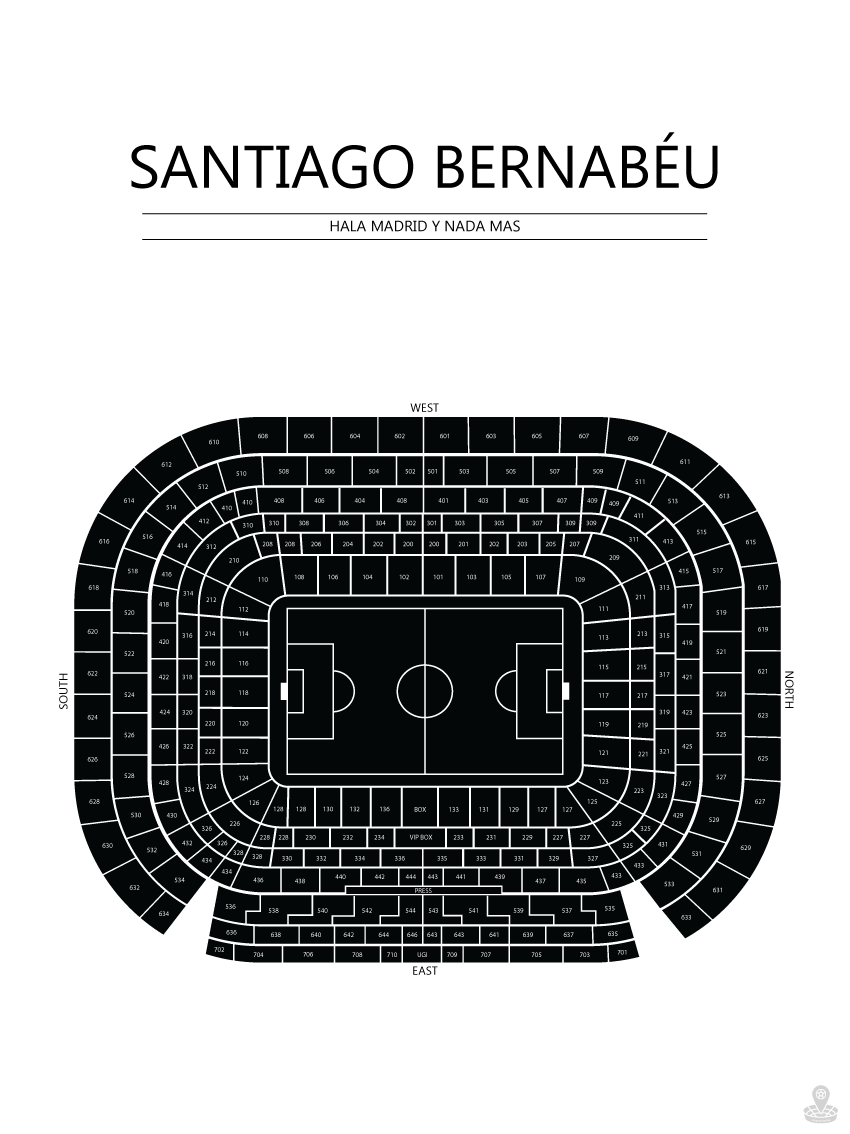 Fodbold plakat Real Madrid Santiago Bernabeu Hvid