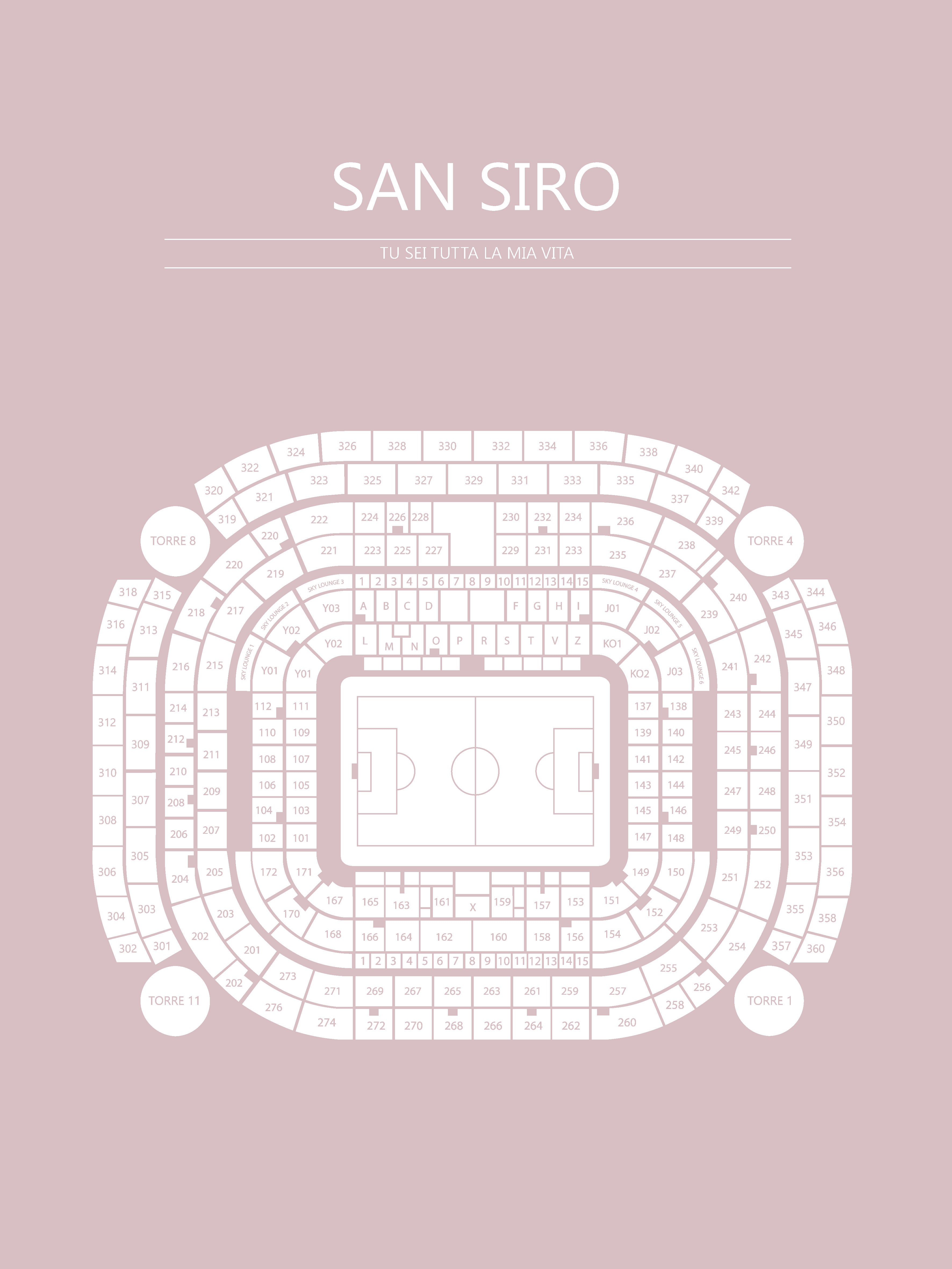 Fodbold plakat AC Milan San Siro Lyserød