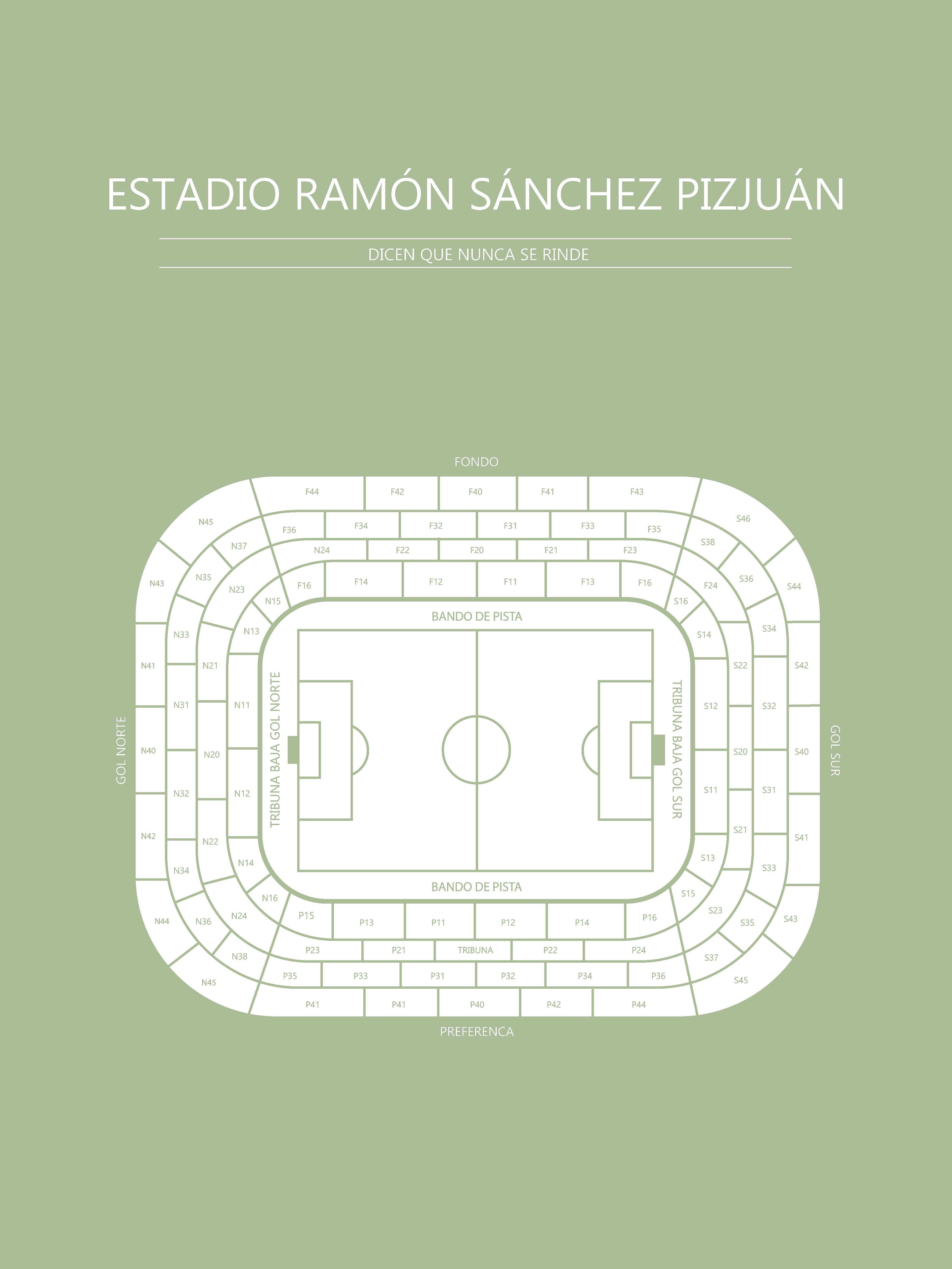 FODBOLD PLAKAT SEVILLA ESTADIO RAMÓN SÁNCHEZ PIZJUÁN