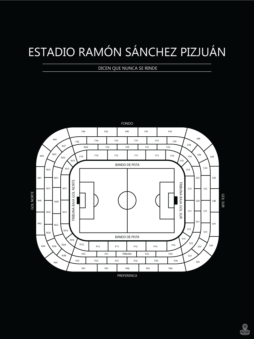 FODBOLD PLAKAT SEVILLA ESTADIO RAMÓN SÁNCHEZ PIZJUÁN