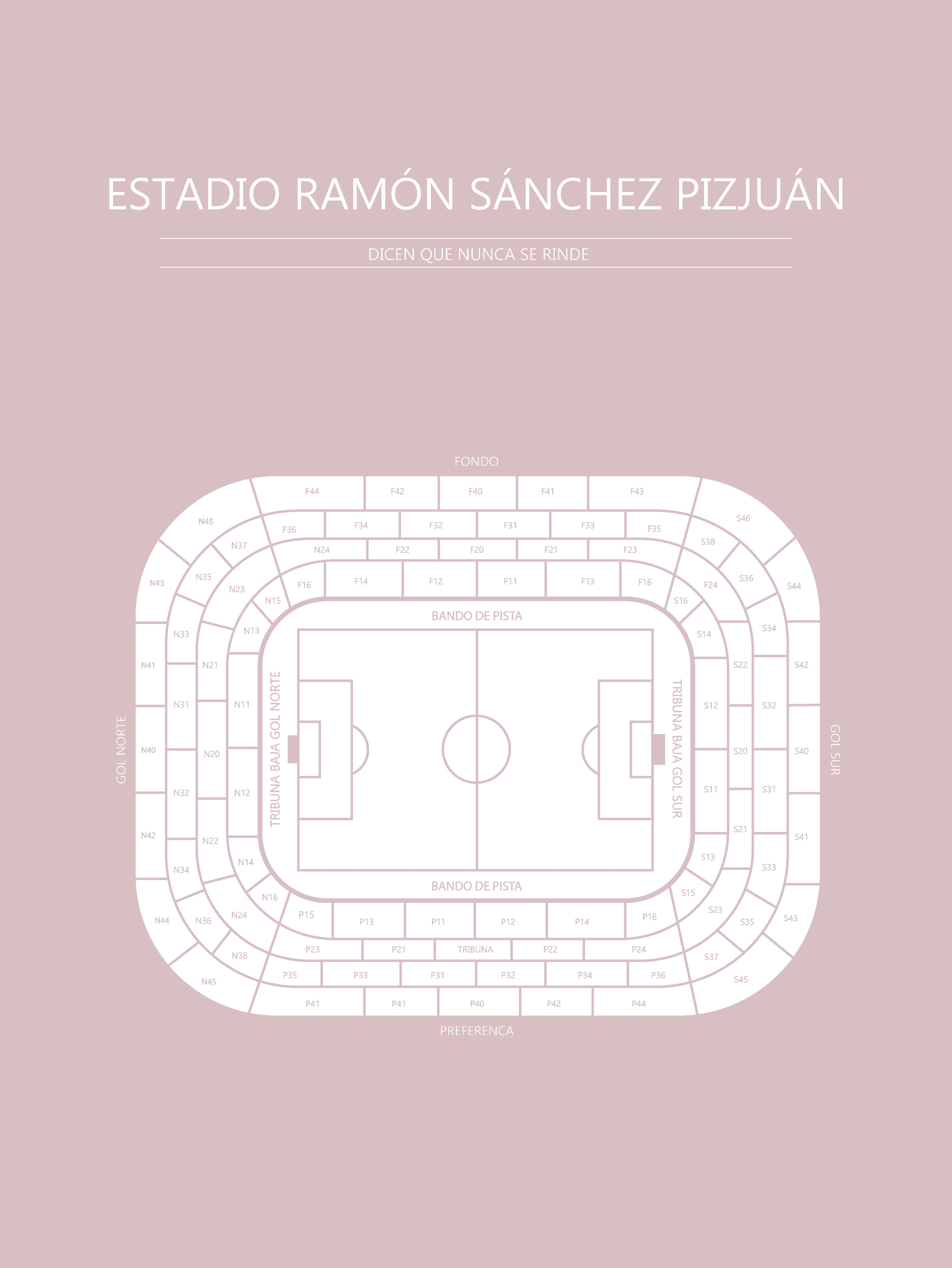 FODBOLD PLAKAT SEVILLA ESTADIO RAMÓN SÁNCHEZ PIZJUÁN