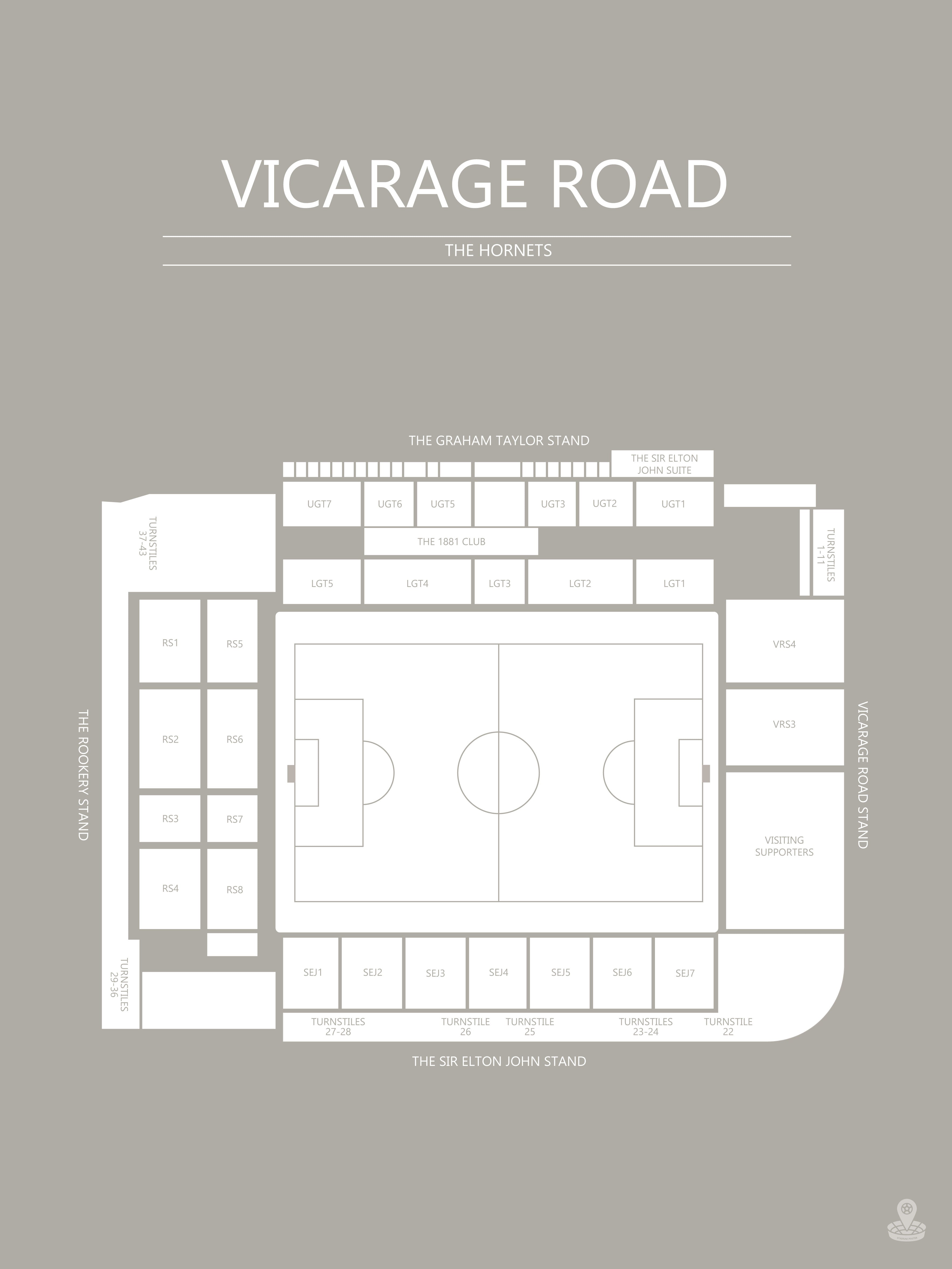FODBOLD PLAKAT WATFORD VICARAGE ROAD