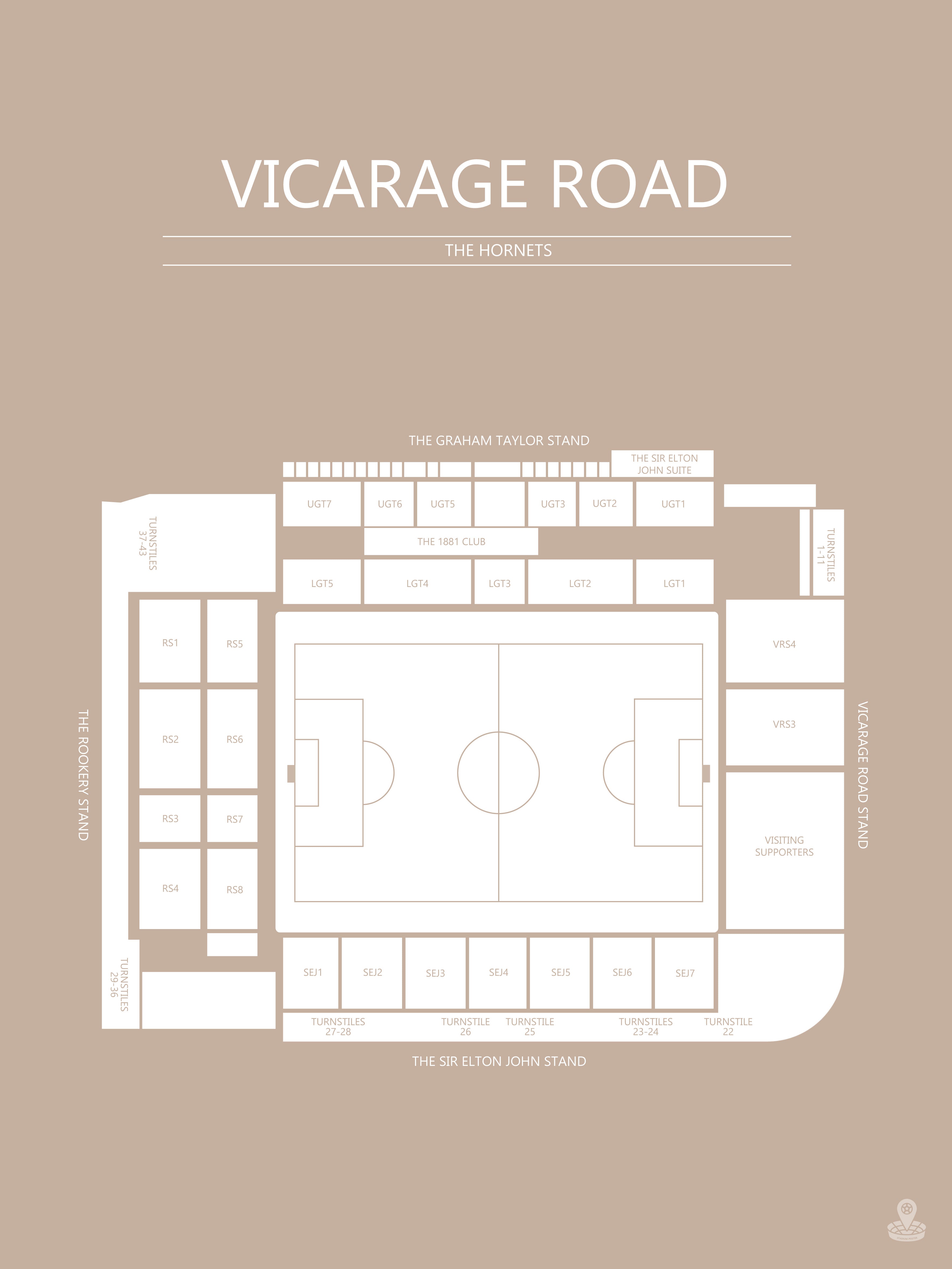 FODBOLD PLAKAT WATFORD VICARAGE ROAD