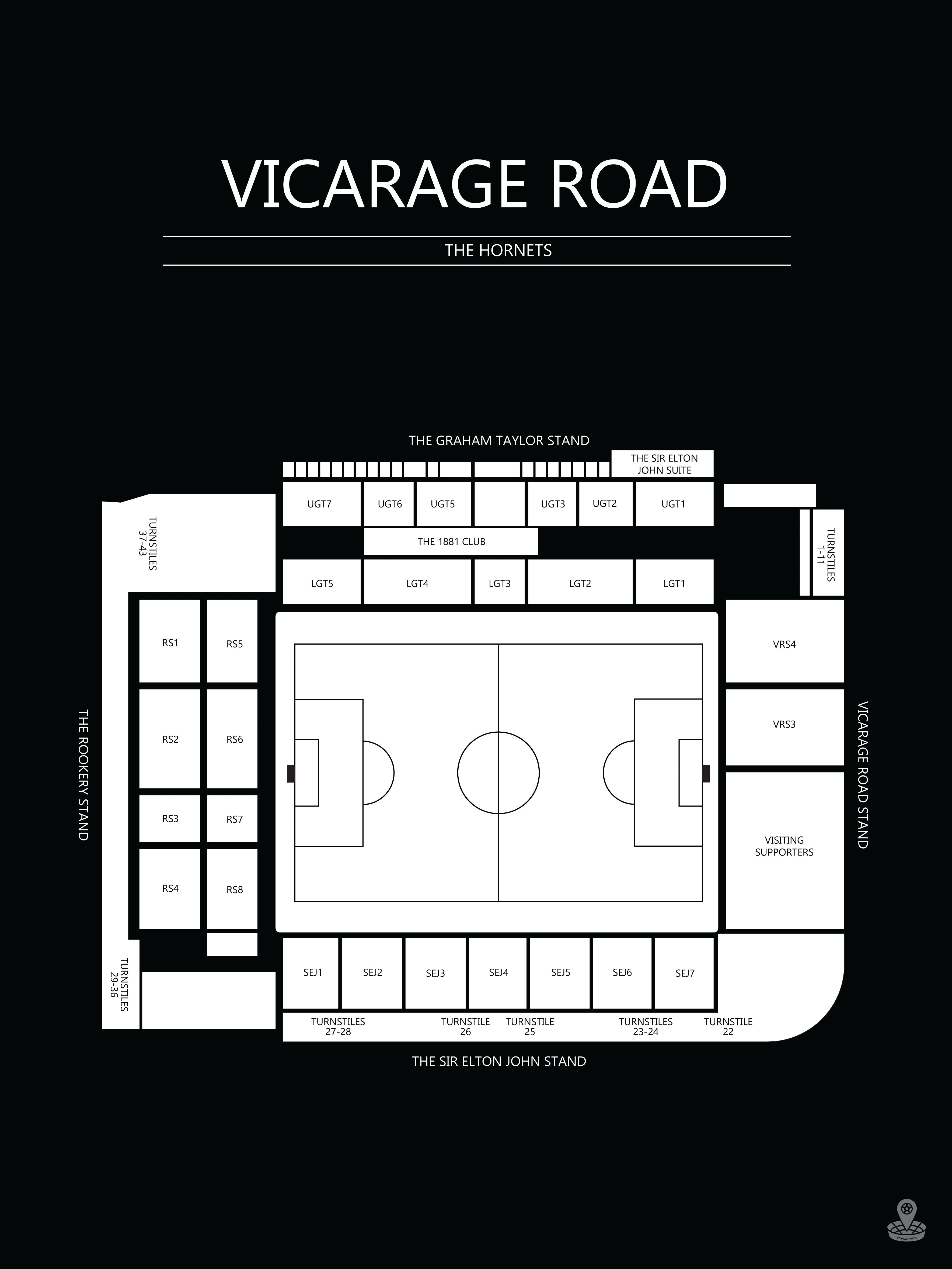 FODBOLD PLAKAT WATFORD VICARAGE ROAD