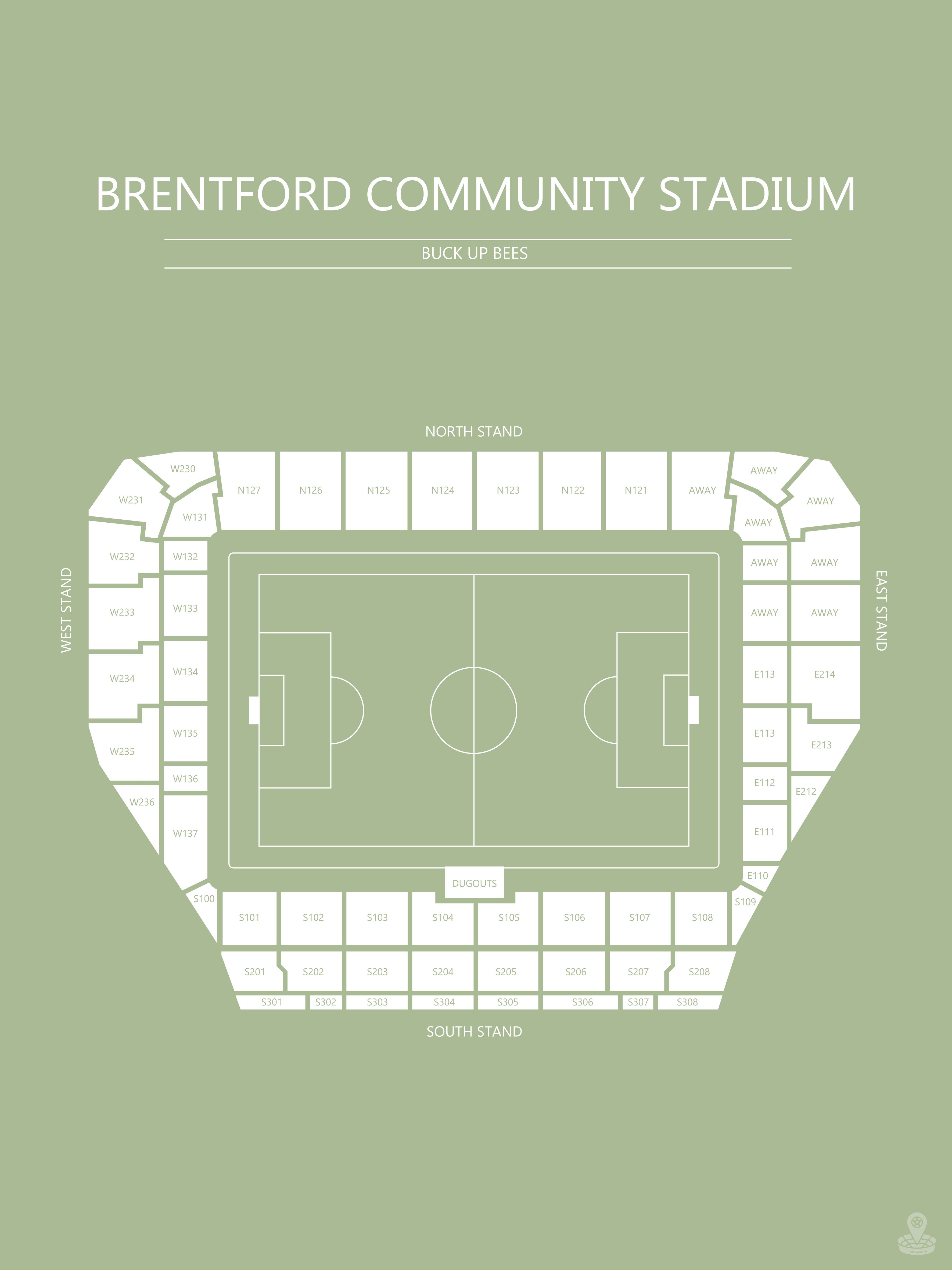 Fodbold plakat Brentford Community Stadium lysegrøn