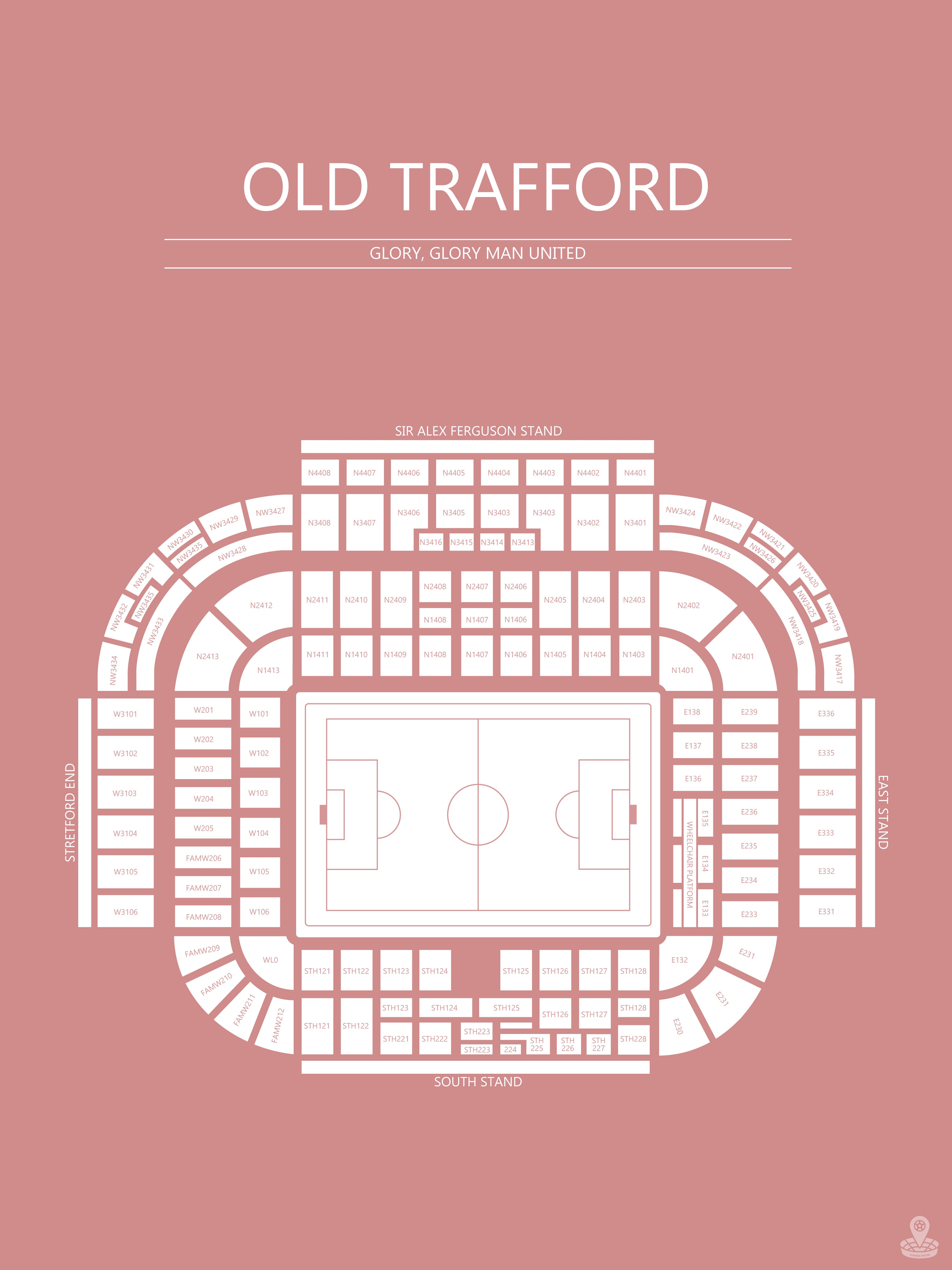 Fodbold plakat Manchester United Old Trafford Blush