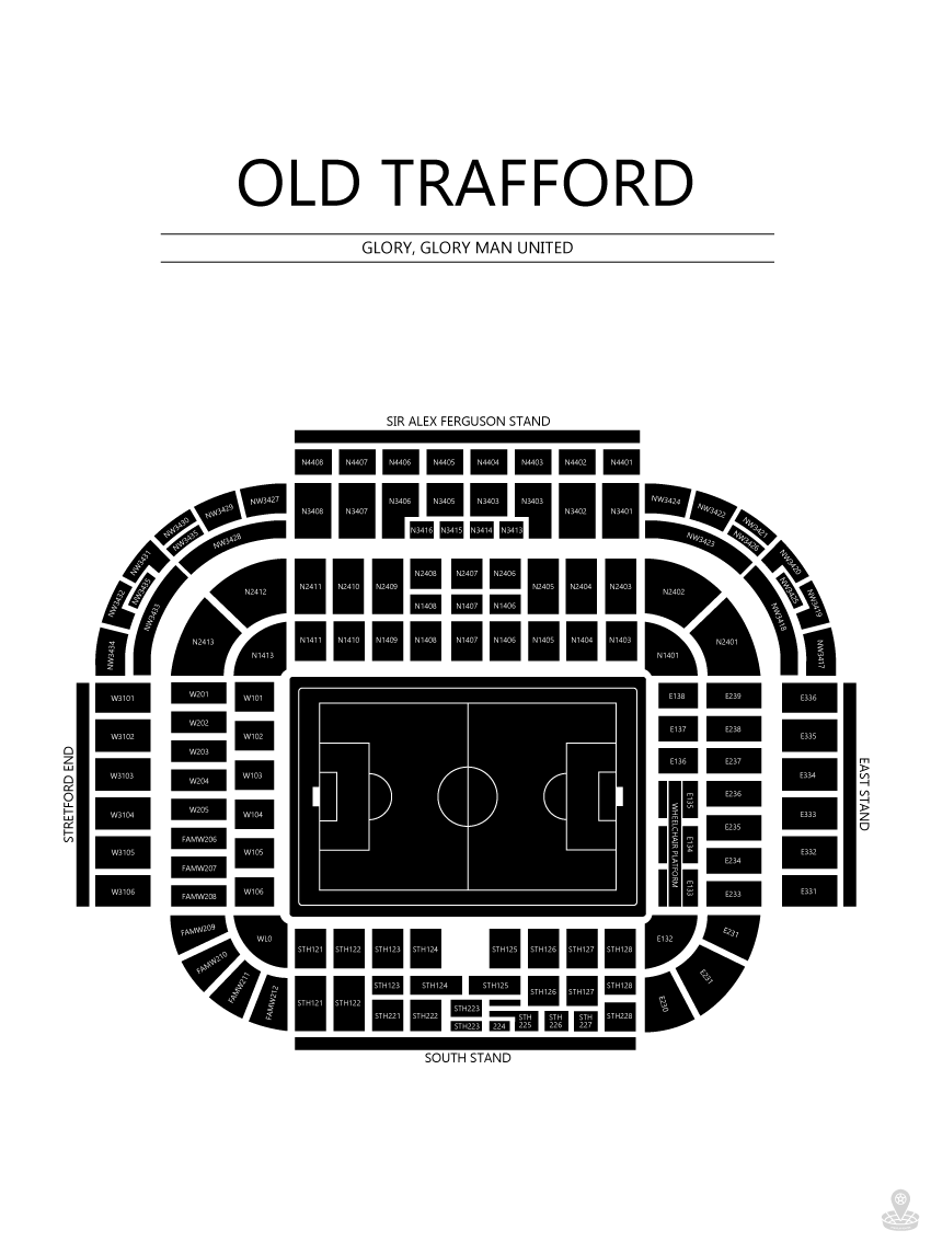Fodbold plakat Manchester United Old Trafford hvid