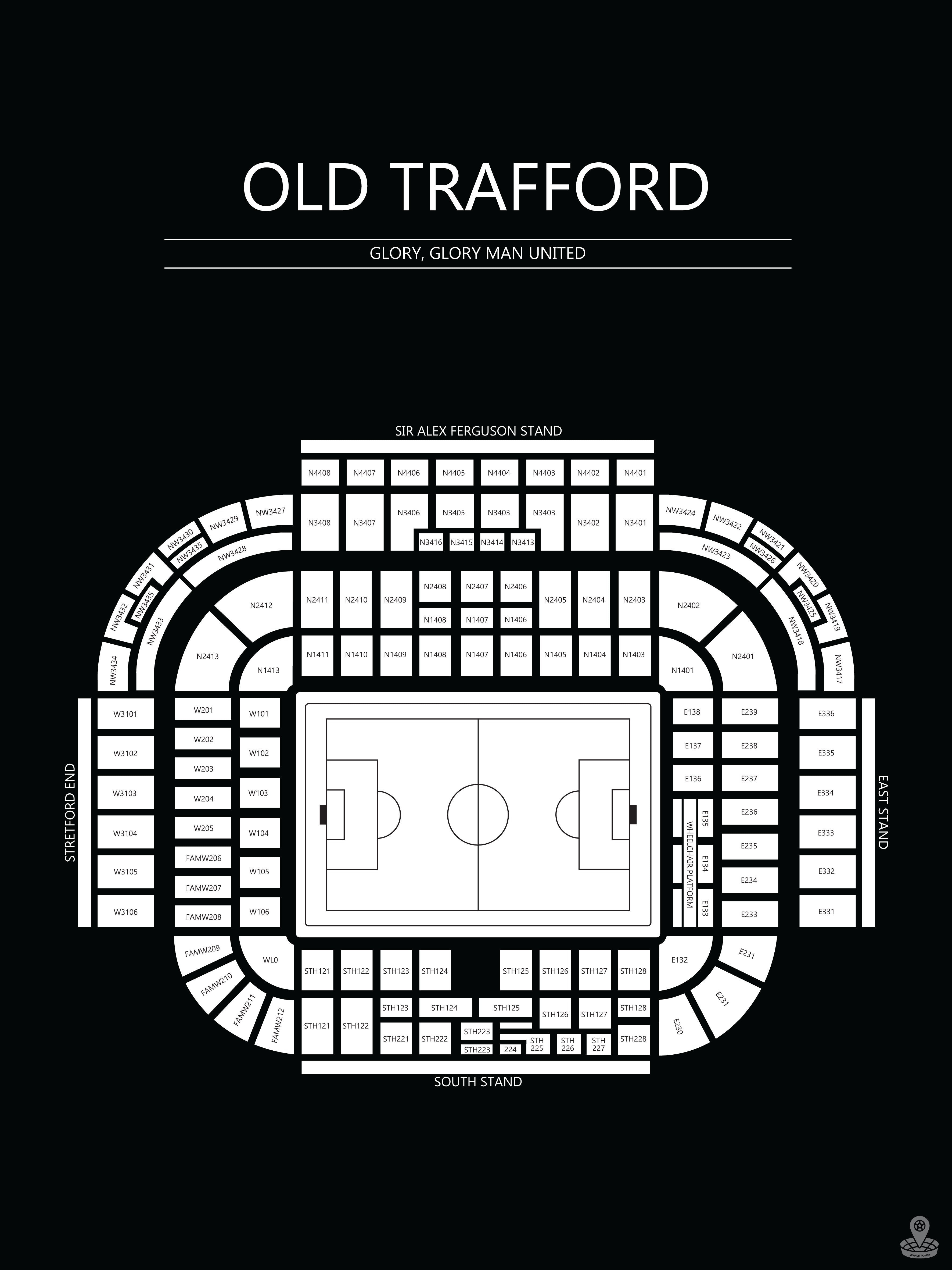 Fodbold plakat Manchester United Old Trafford sort