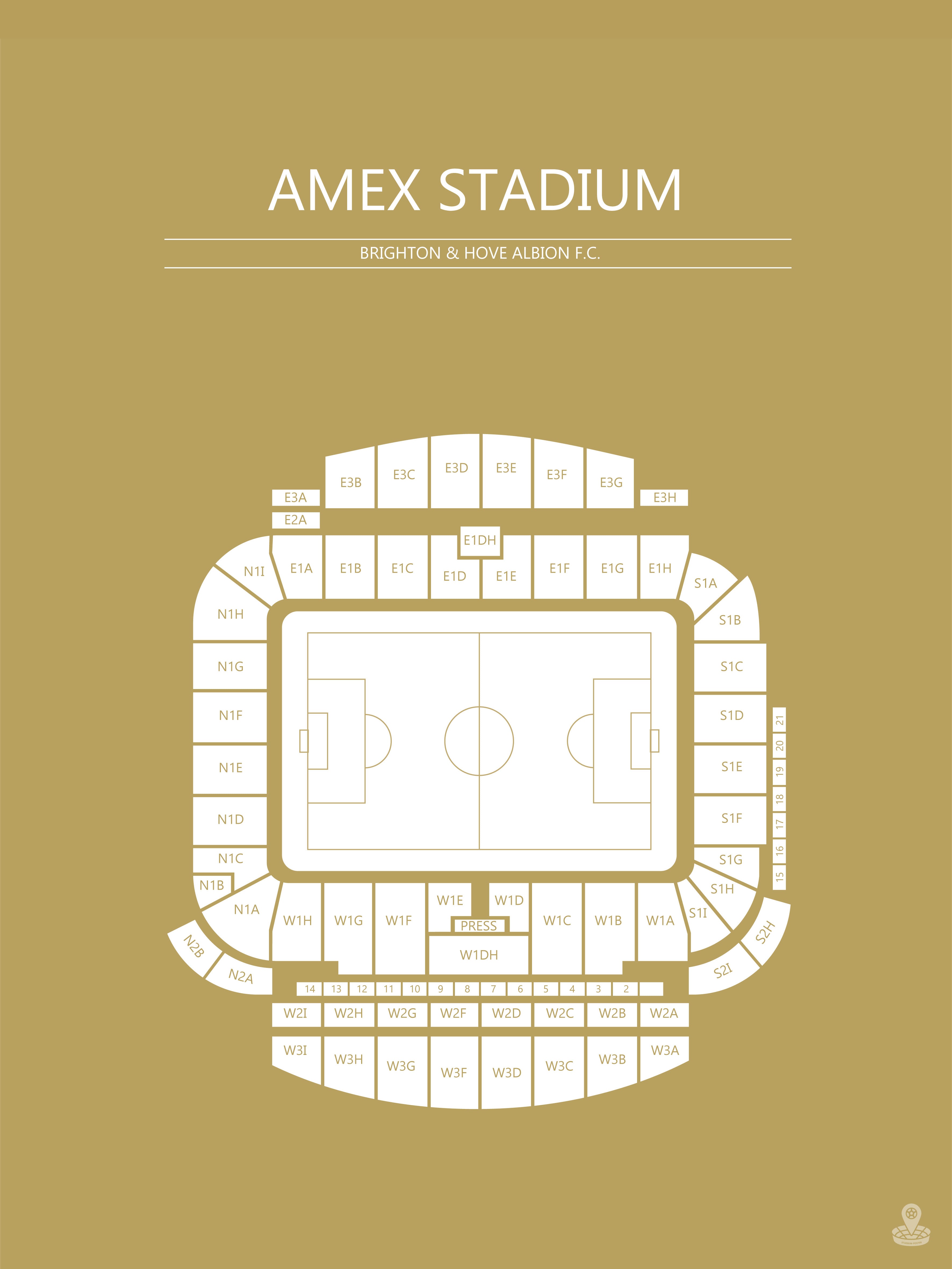 AMEX STADIUM PLAKAT (BRIGHTON FODBOLD KLUB) I KARRY & HVID