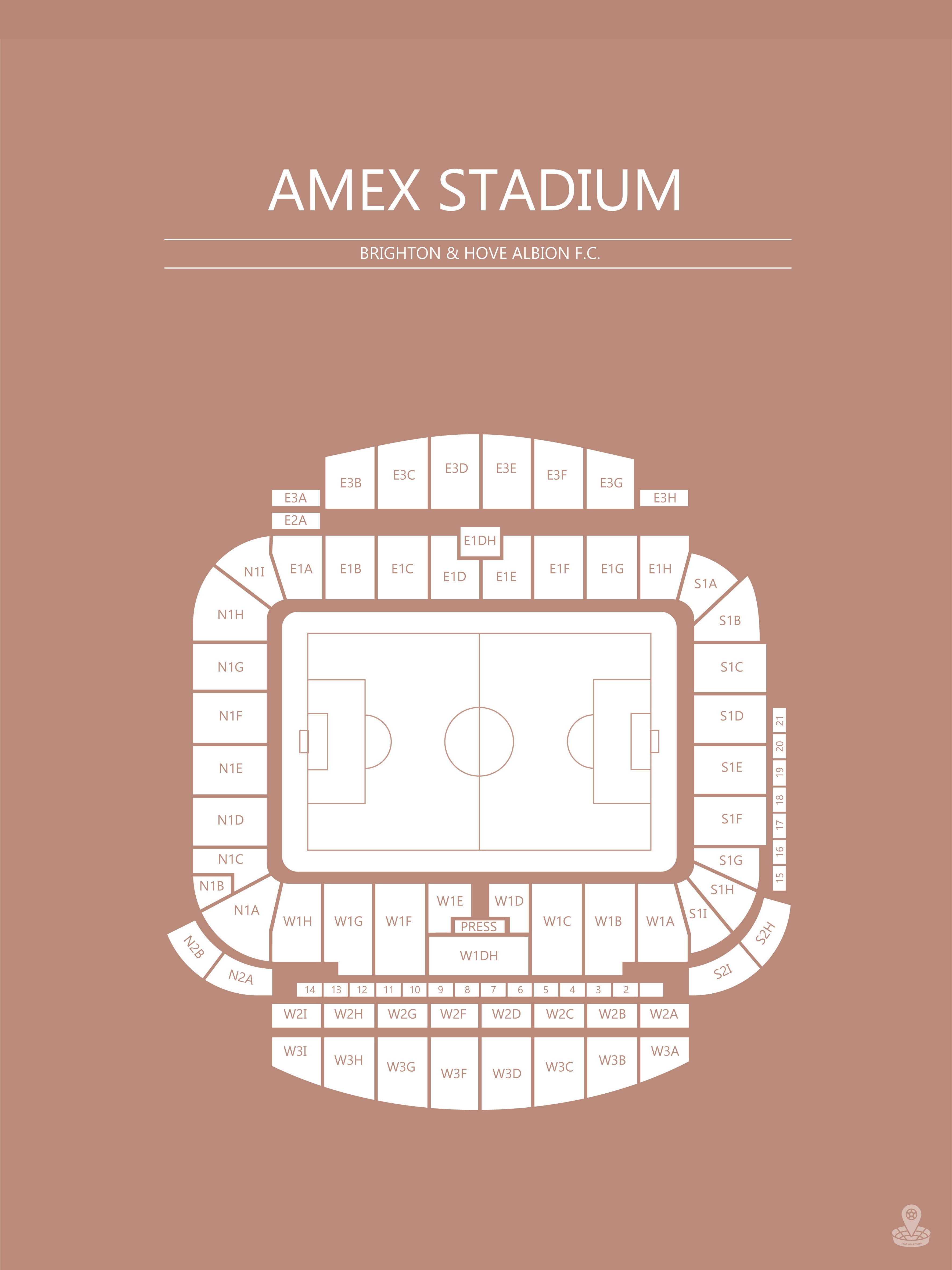 AMEX STADIUM PLAKAT (BRIGHTON FODBOLD KLUB) I SAHARA & HVID
